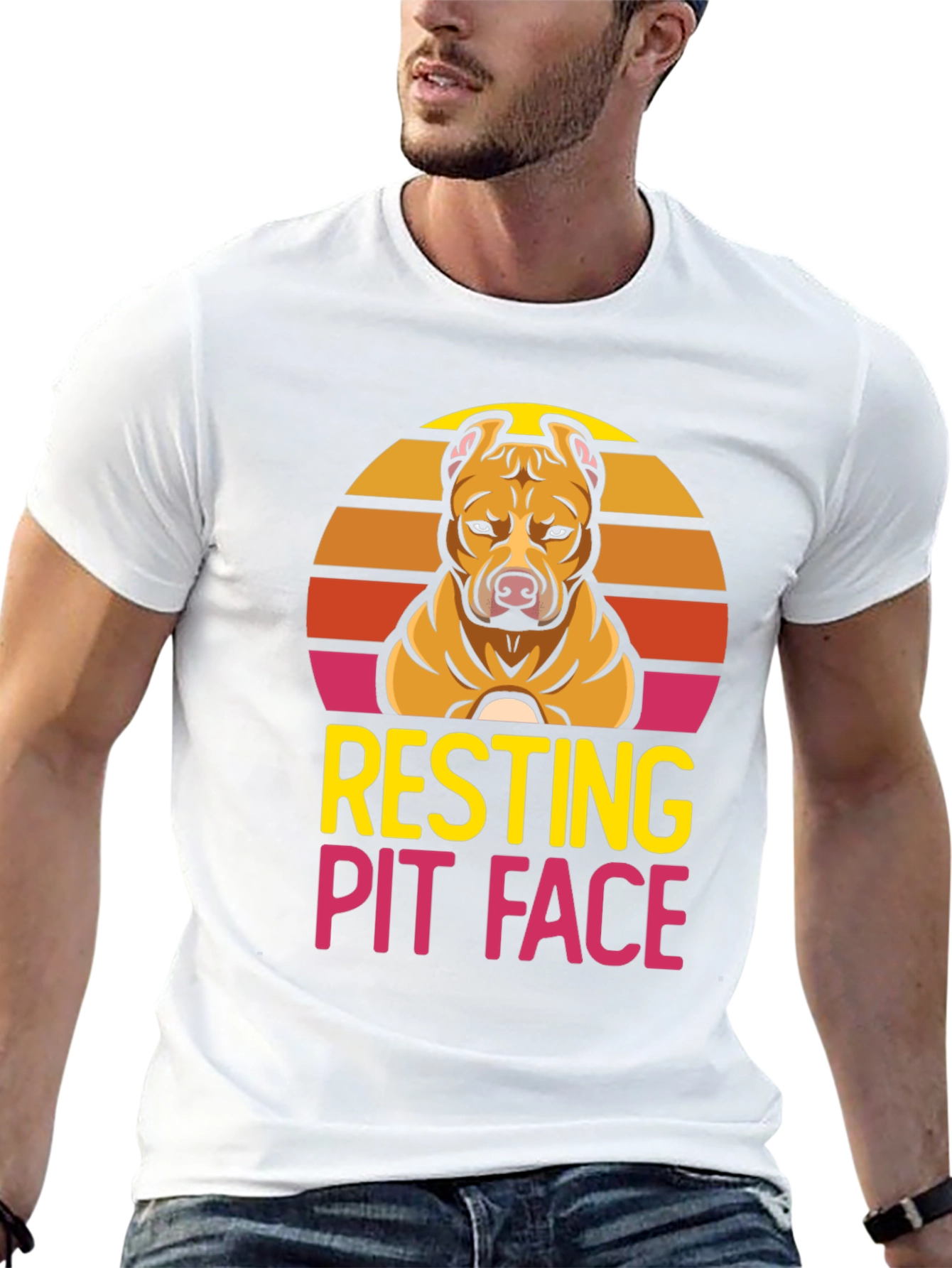 Resting Pit Face T-Shirt - Dog Lover Tee
