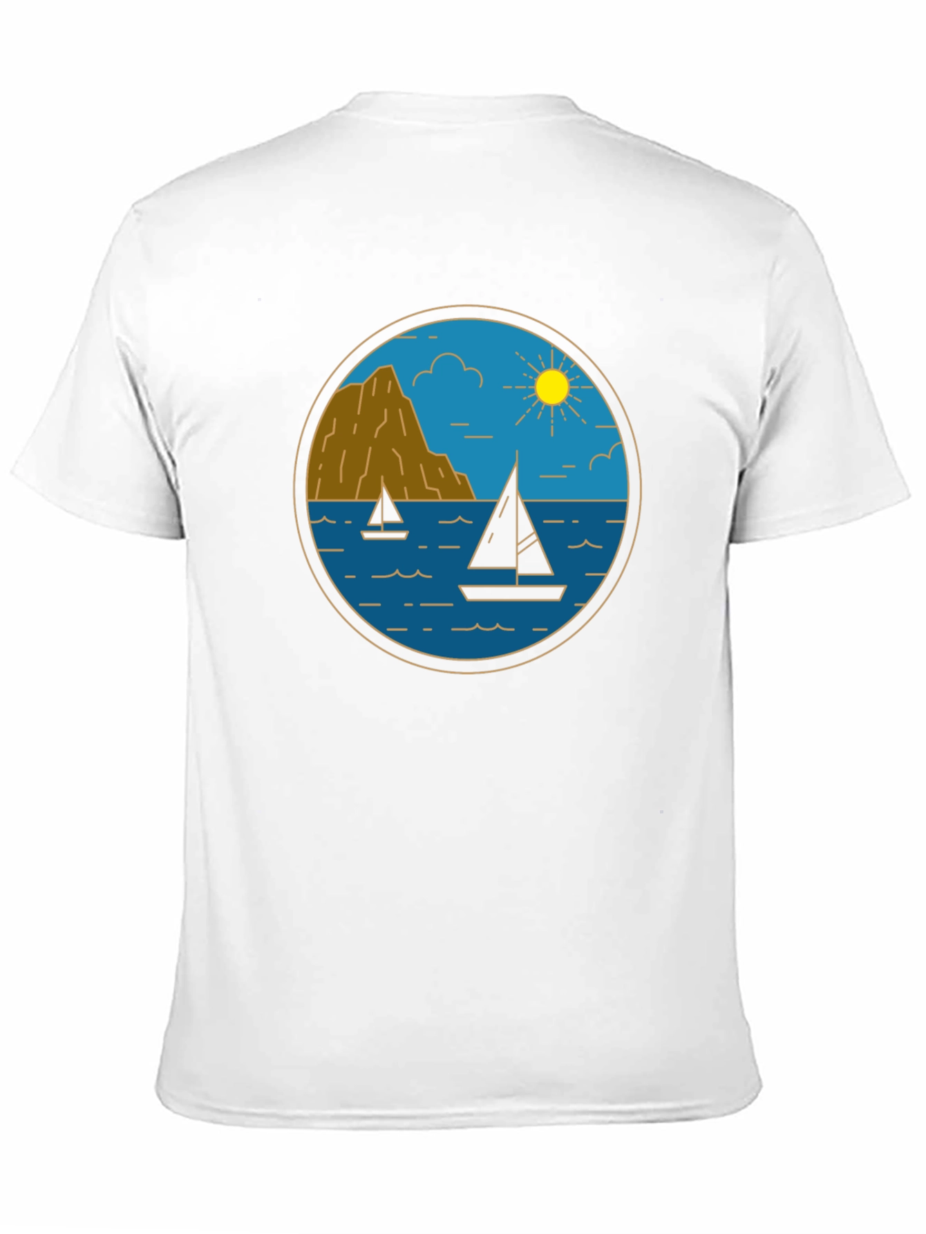 Nautical Sailboat Graphic Tee - Black Cotton T-Shirt