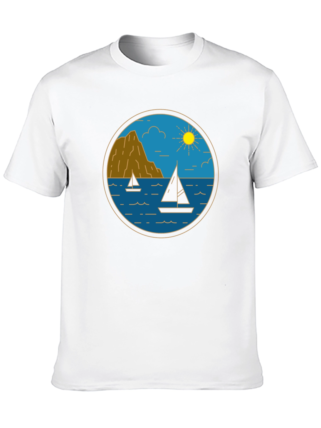 Nautical Sailboat Graphic Tee - Black Cotton T-Shirt