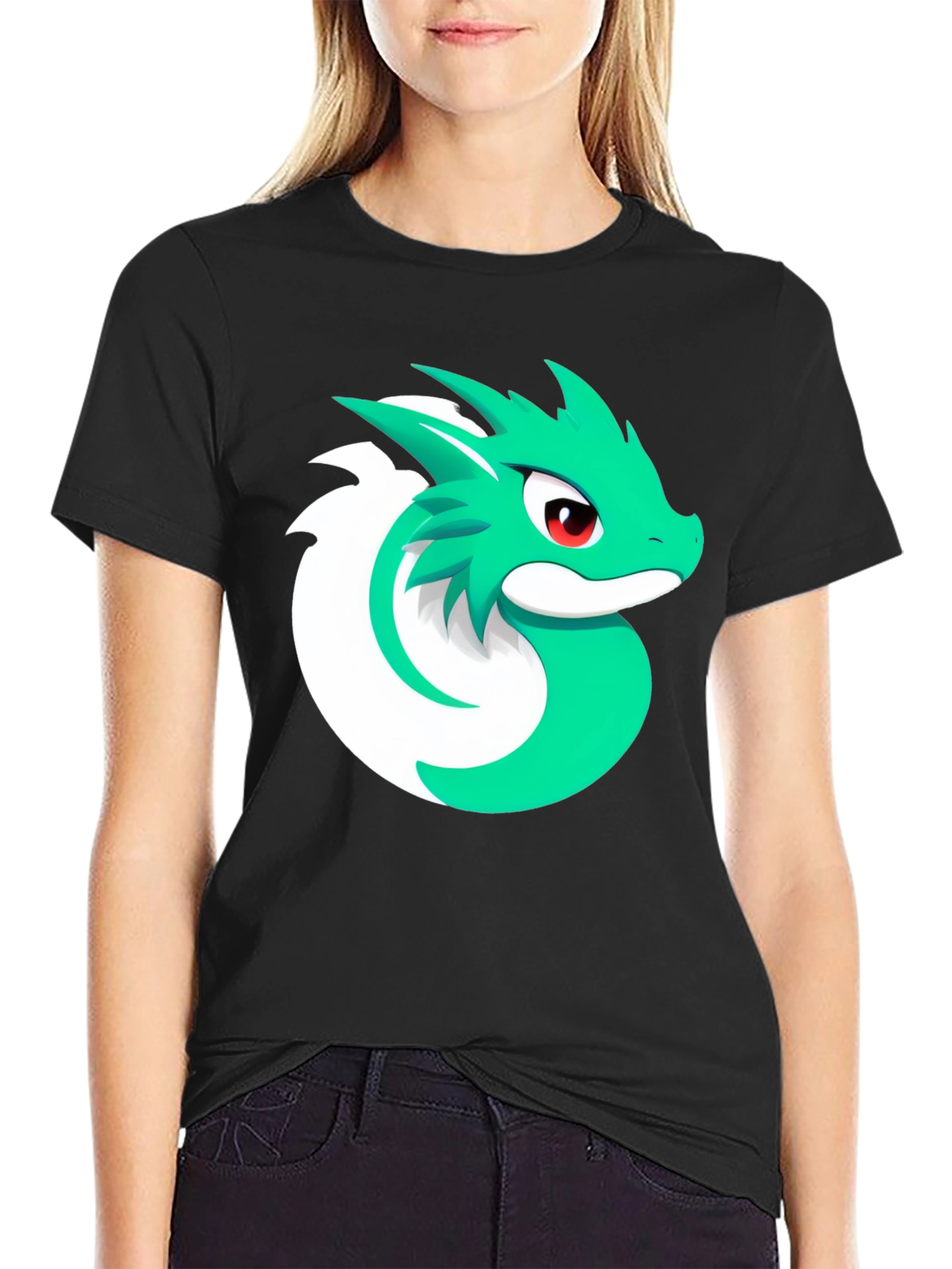 Cool Dragon Graphic Tee - Black Cotton Blend T-Shirt