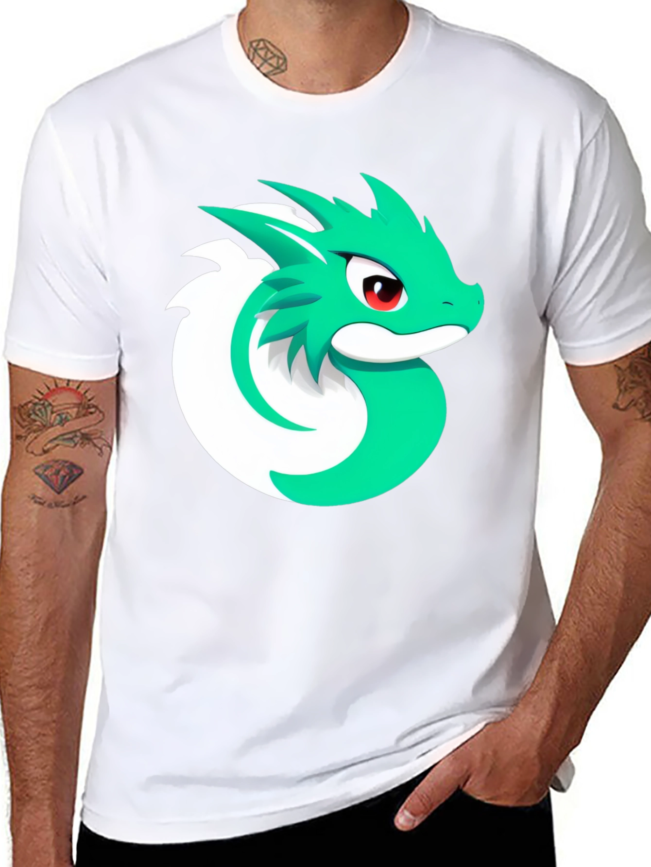 Cool Dragon Graphic Tee - Black Cotton Blend T-Shirt