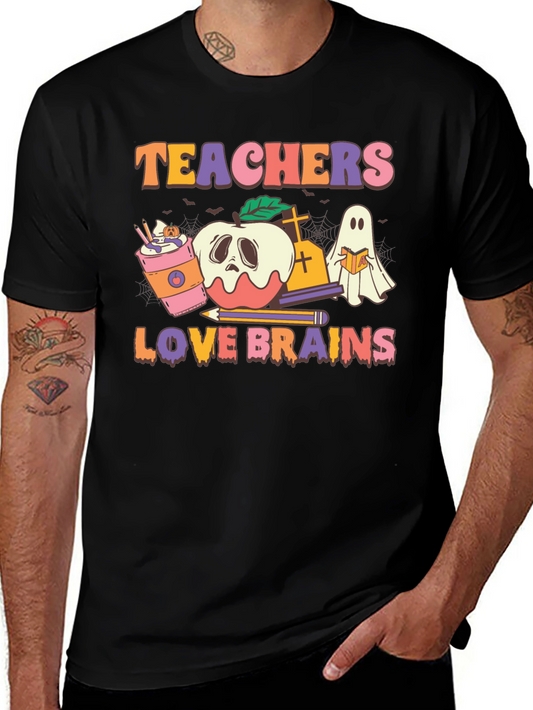 Teachers Love Brains Halloween Graphic Tee