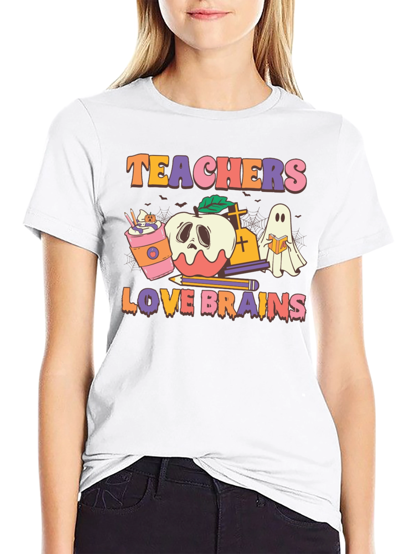 Teachers Love Brains Halloween Graphic Tee