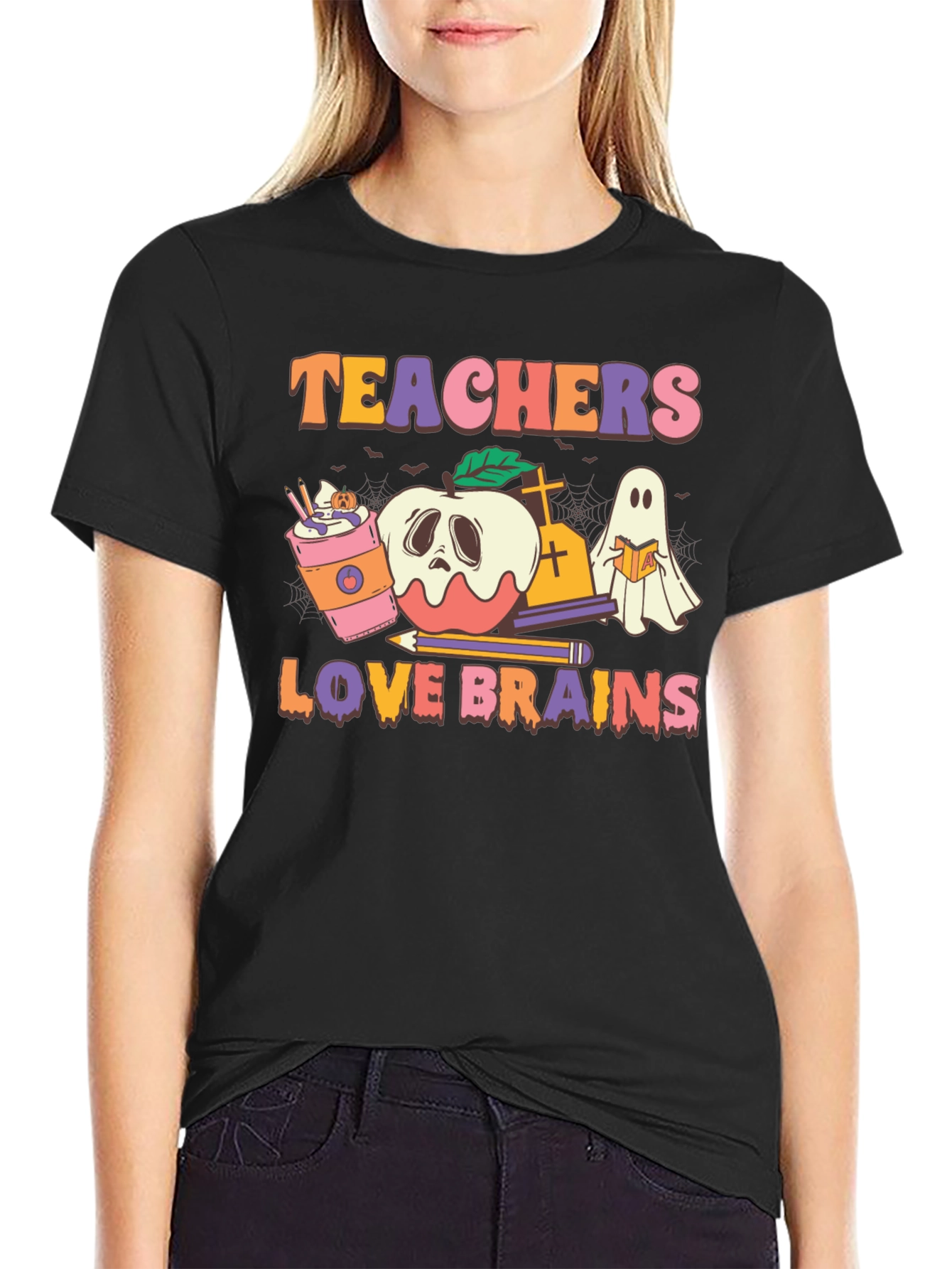 Teachers Love Brains Halloween Graphic Tee