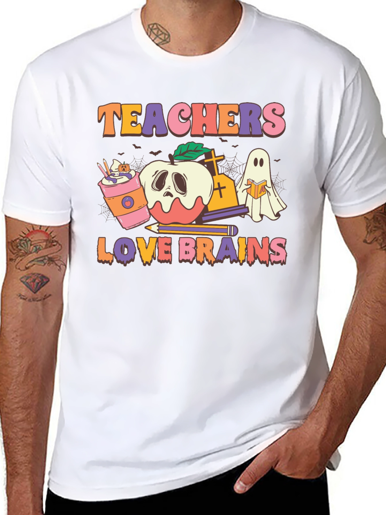 Teachers Love Brains Halloween Graphic Tee
