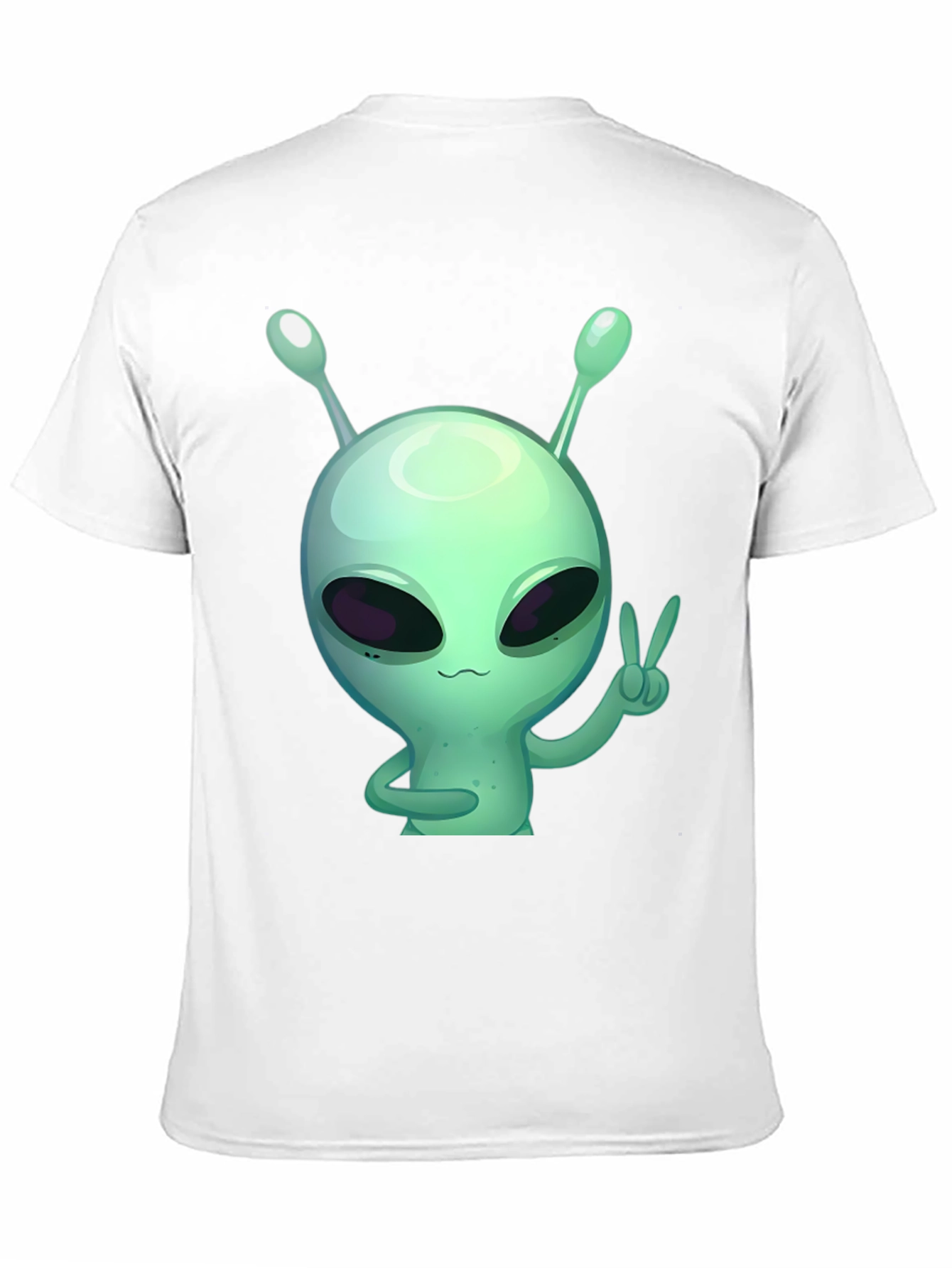 Alien Peace Sign Graphic Tee - Black Cotton T-Shirt