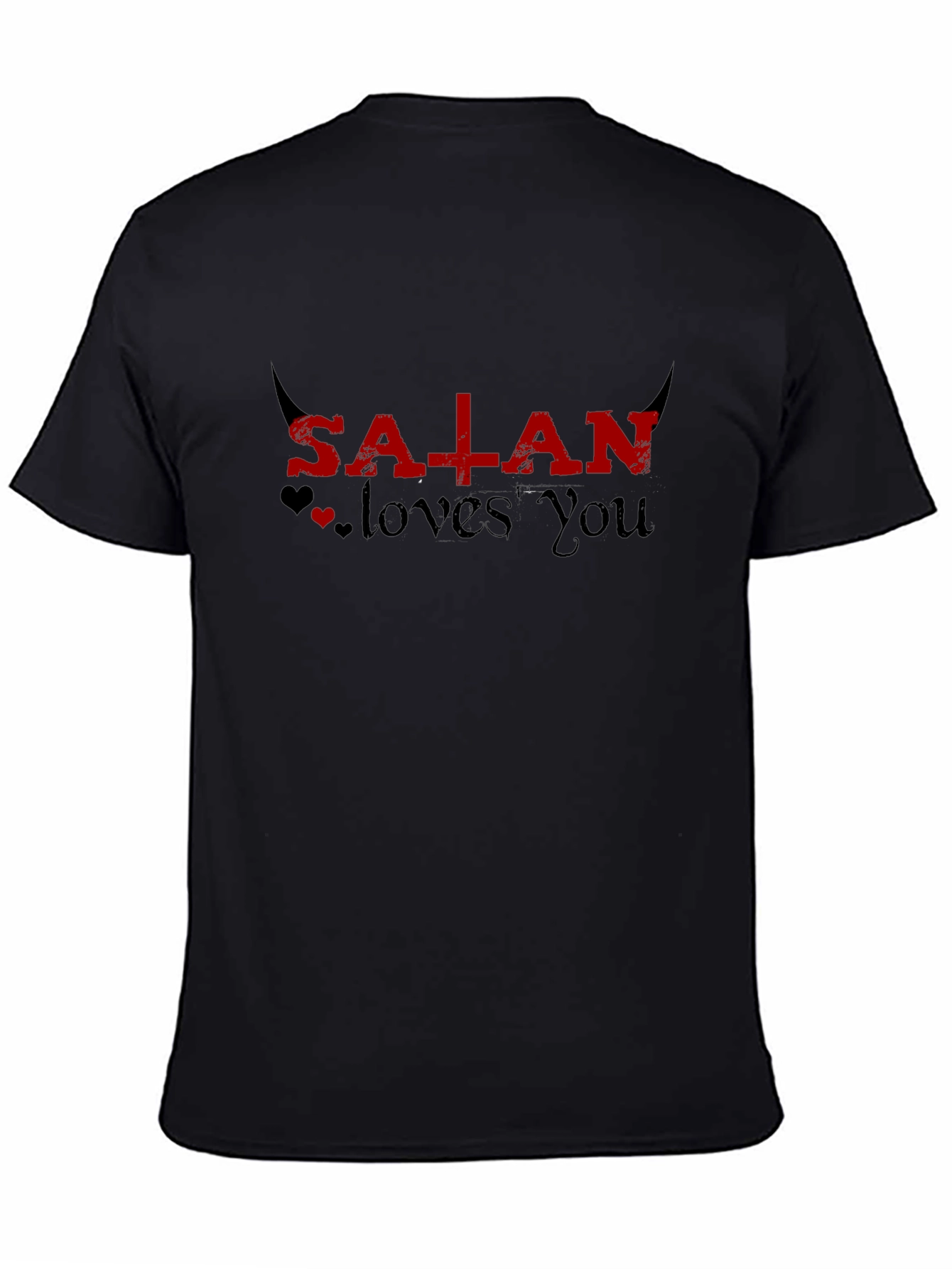 Satan Loves You Graphic Tee - Black Unisex T-Shirt