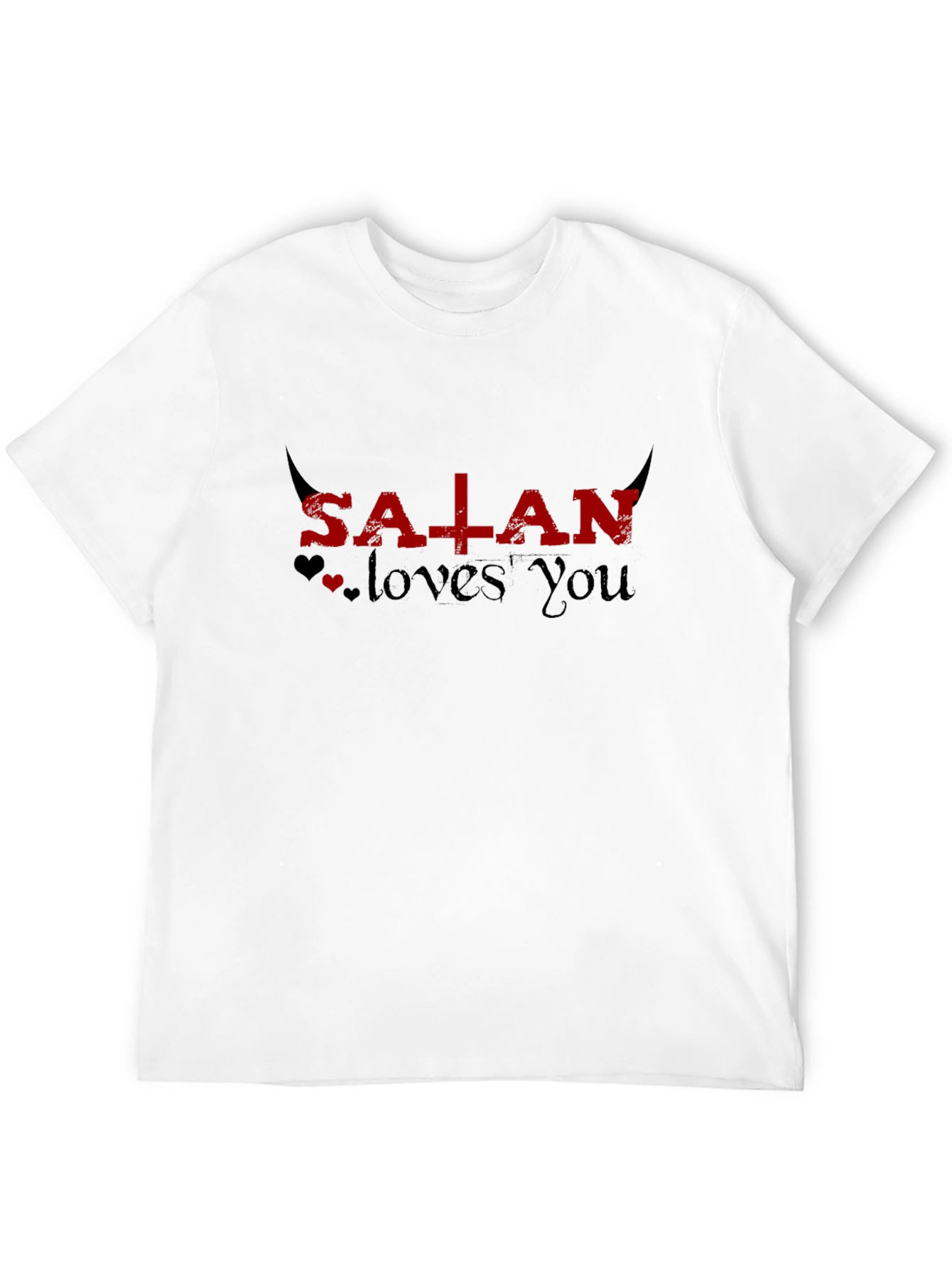 Satan Loves You Graphic Tee - Black Unisex T-Shirt