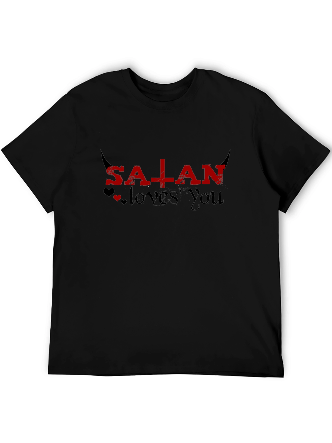 Satan Loves You Graphic Tee - Black Unisex T-Shirt