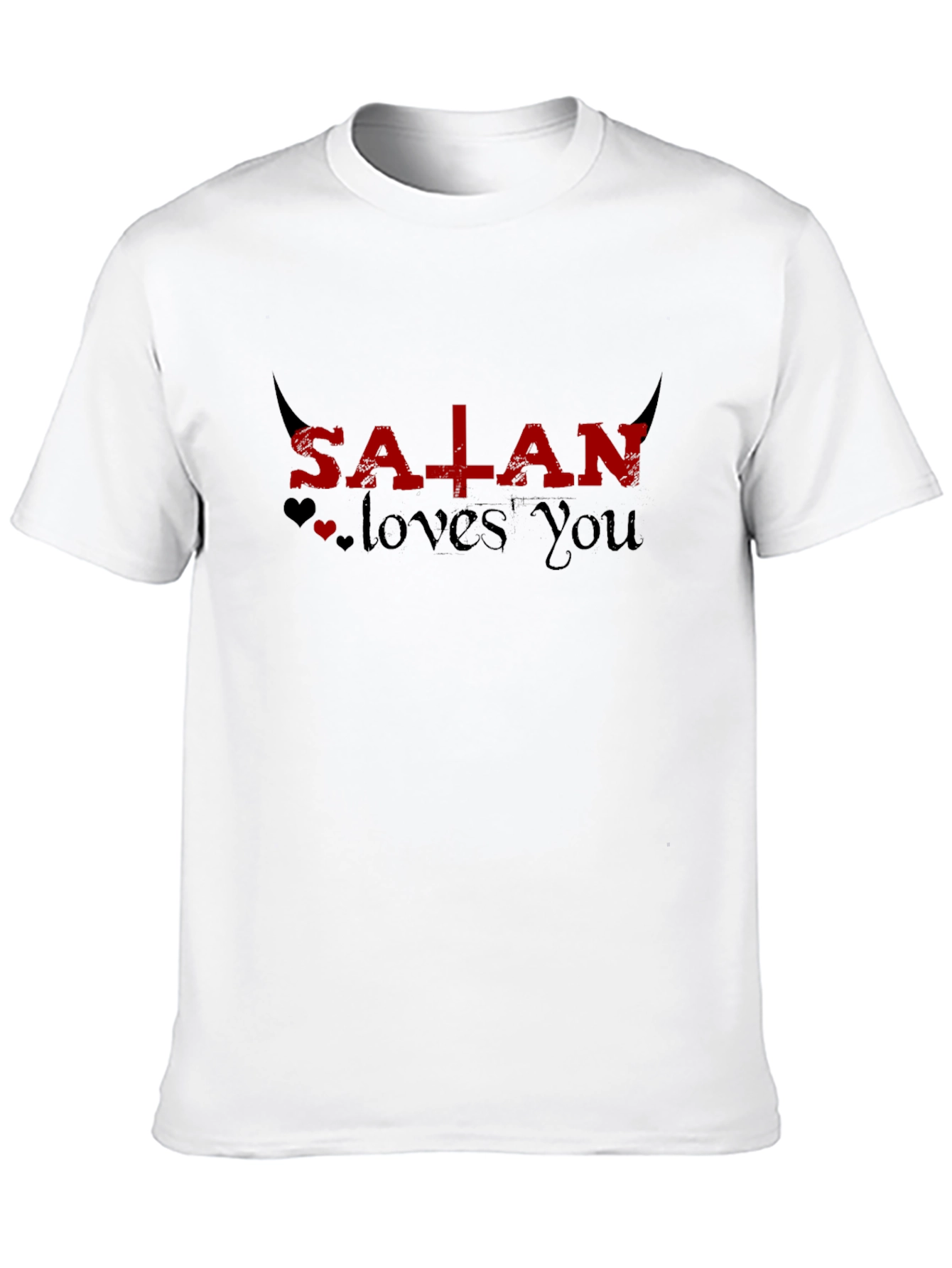 Satan Loves You Graphic Tee - Black Unisex T-Shirt