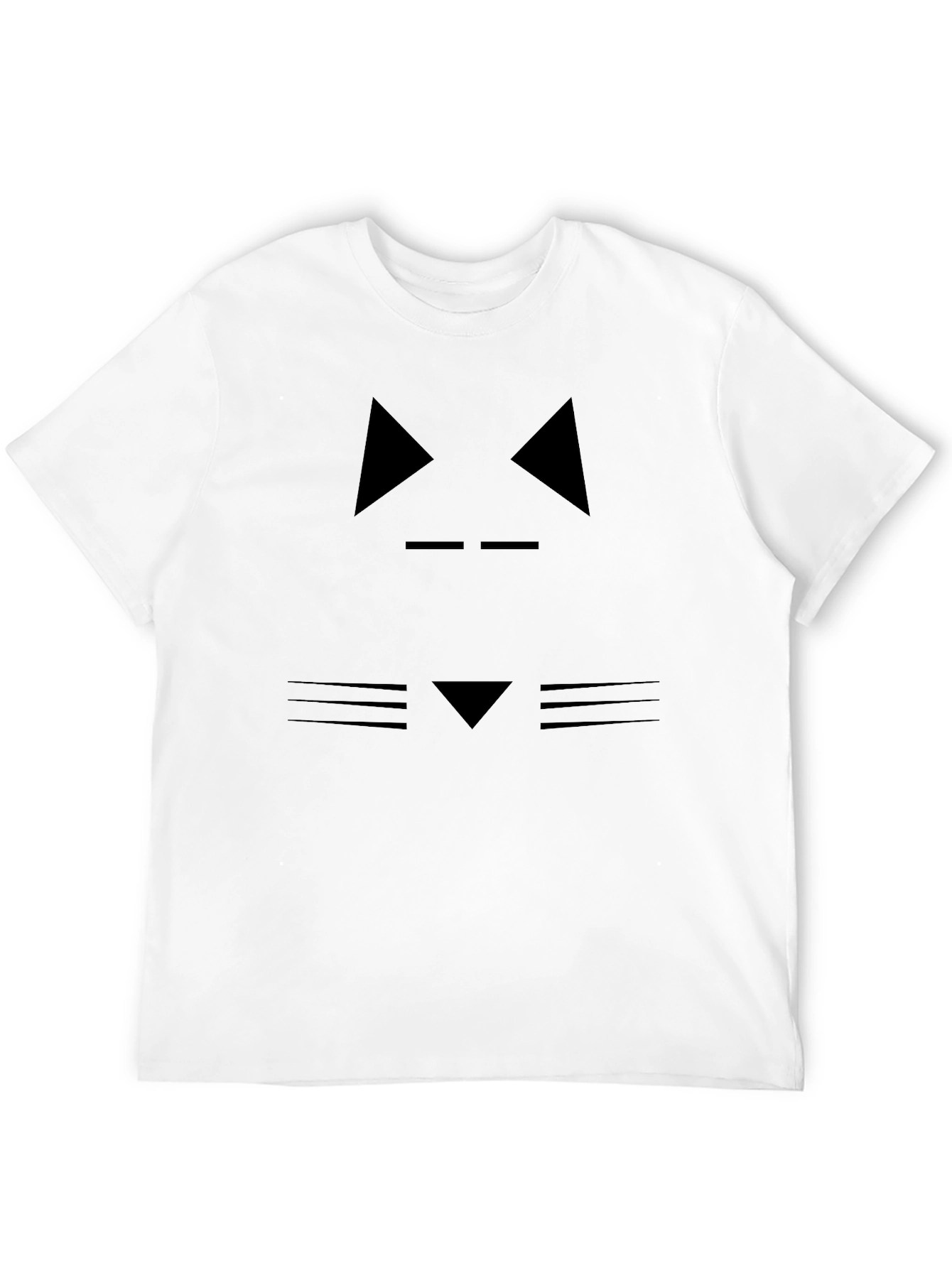 Abstract Cat Face Graphic Black T-Shirt