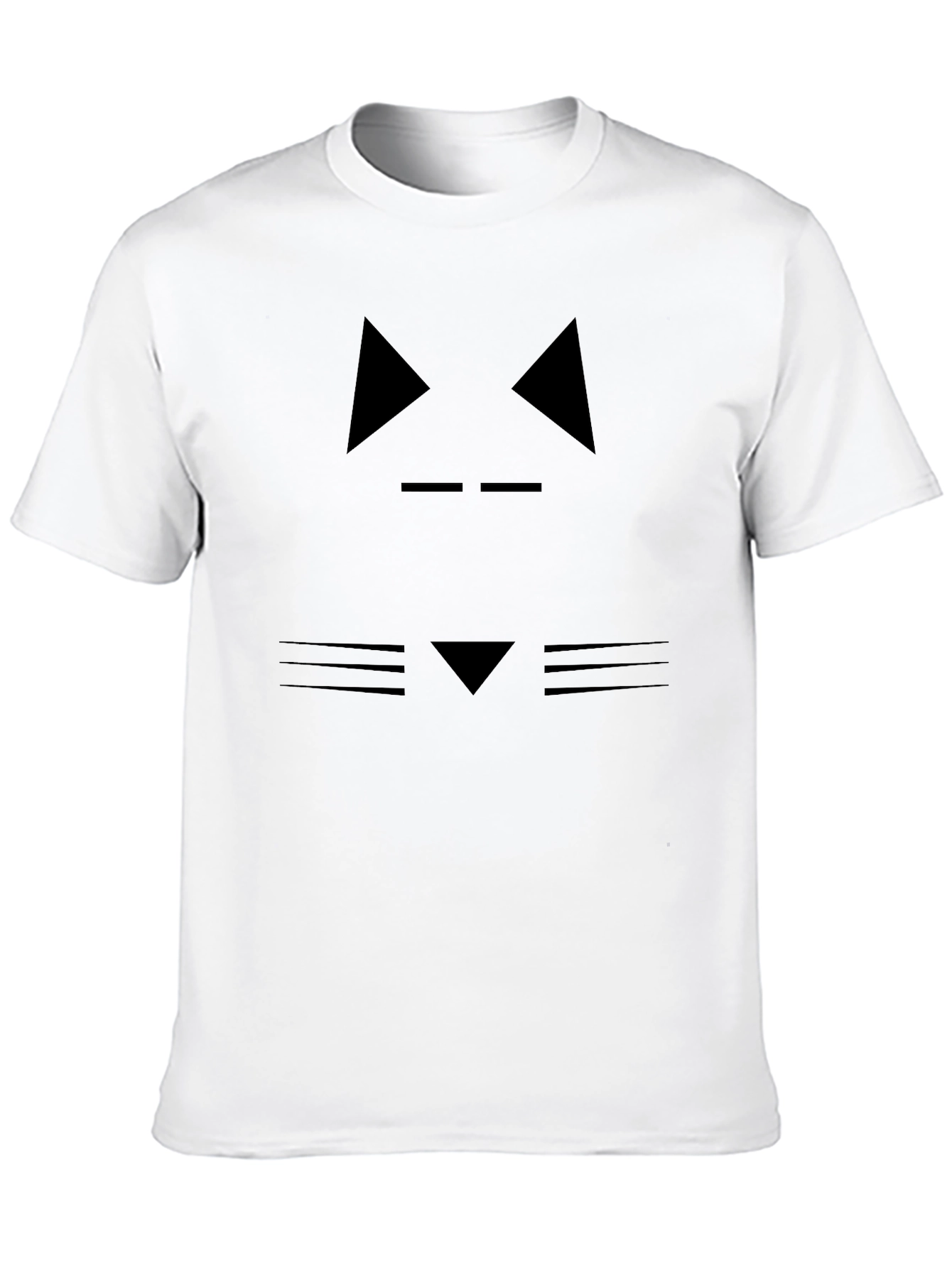 Abstract Cat Face Graphic Black T-Shirt