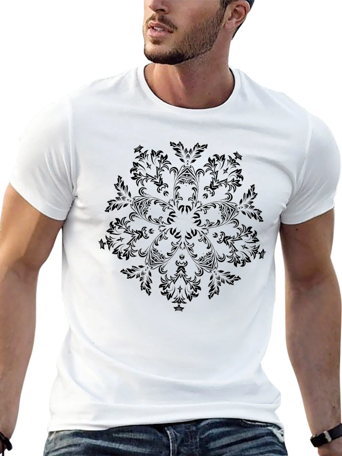Elegant Black Mandala Graphic Tee - Stylish Casual Wear