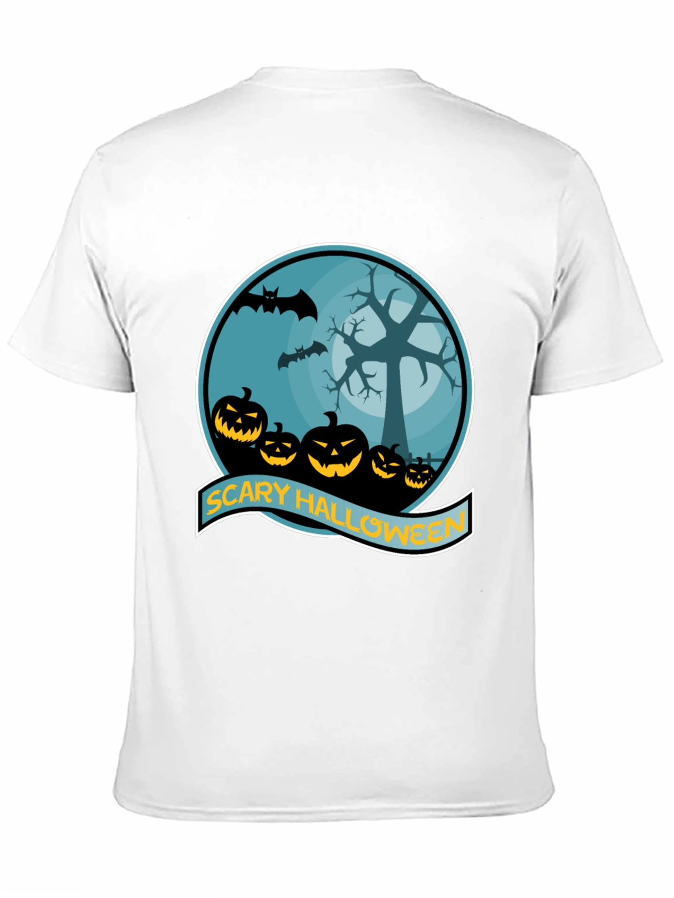 Scary Halloween T-Shirt - Pumpkin Bats Tree