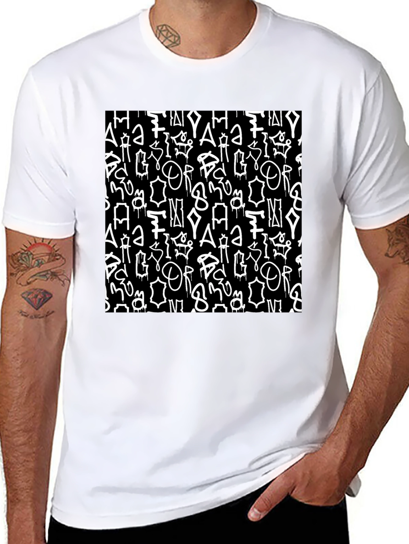 Abstract Graffiti Print Black T-Shirt