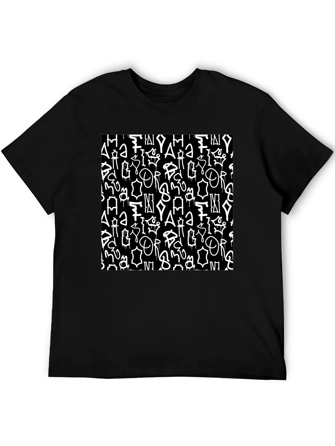 Abstract Graffiti Print Black T-Shirt