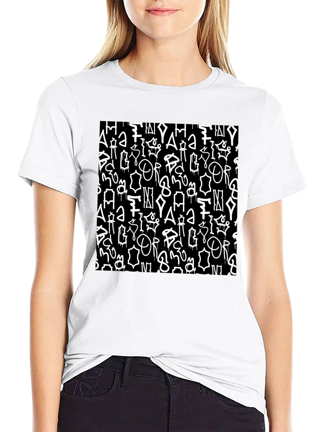 Abstract Graffiti Print Black T-Shirt