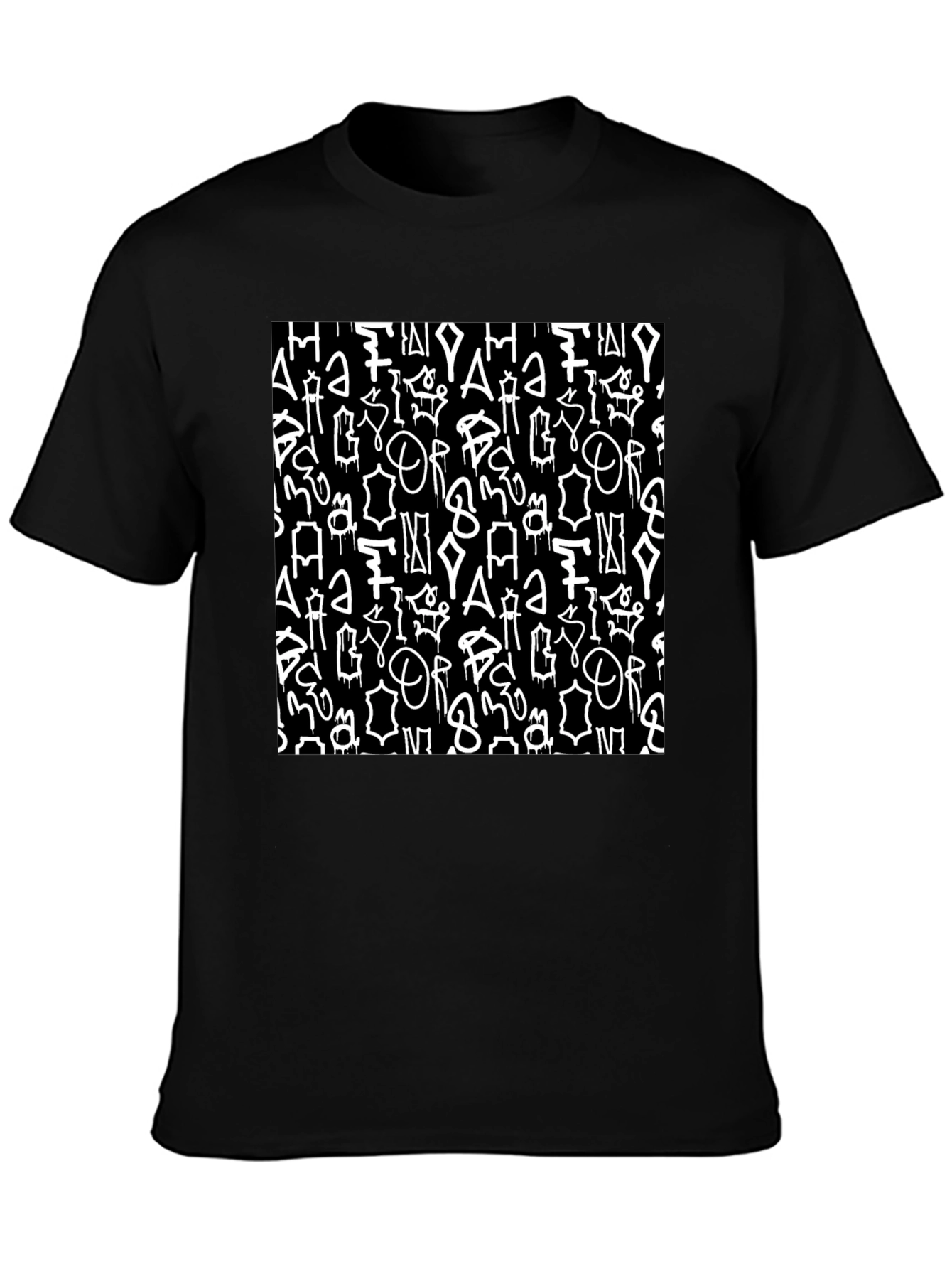 Abstract Graffiti Print Black T-Shirt