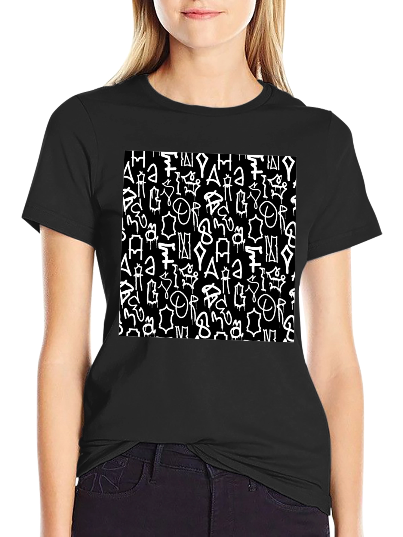 Abstract Graffiti Print Black T-Shirt