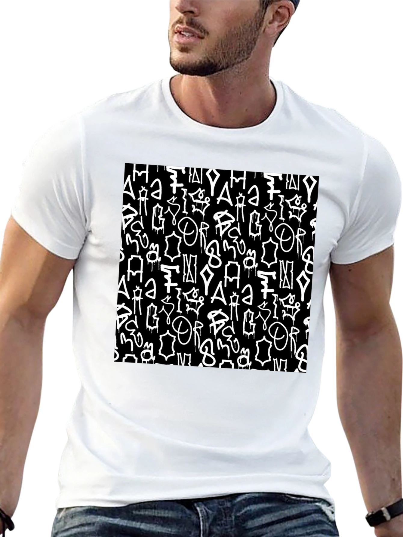 Abstract Graffiti Print Black T-Shirt