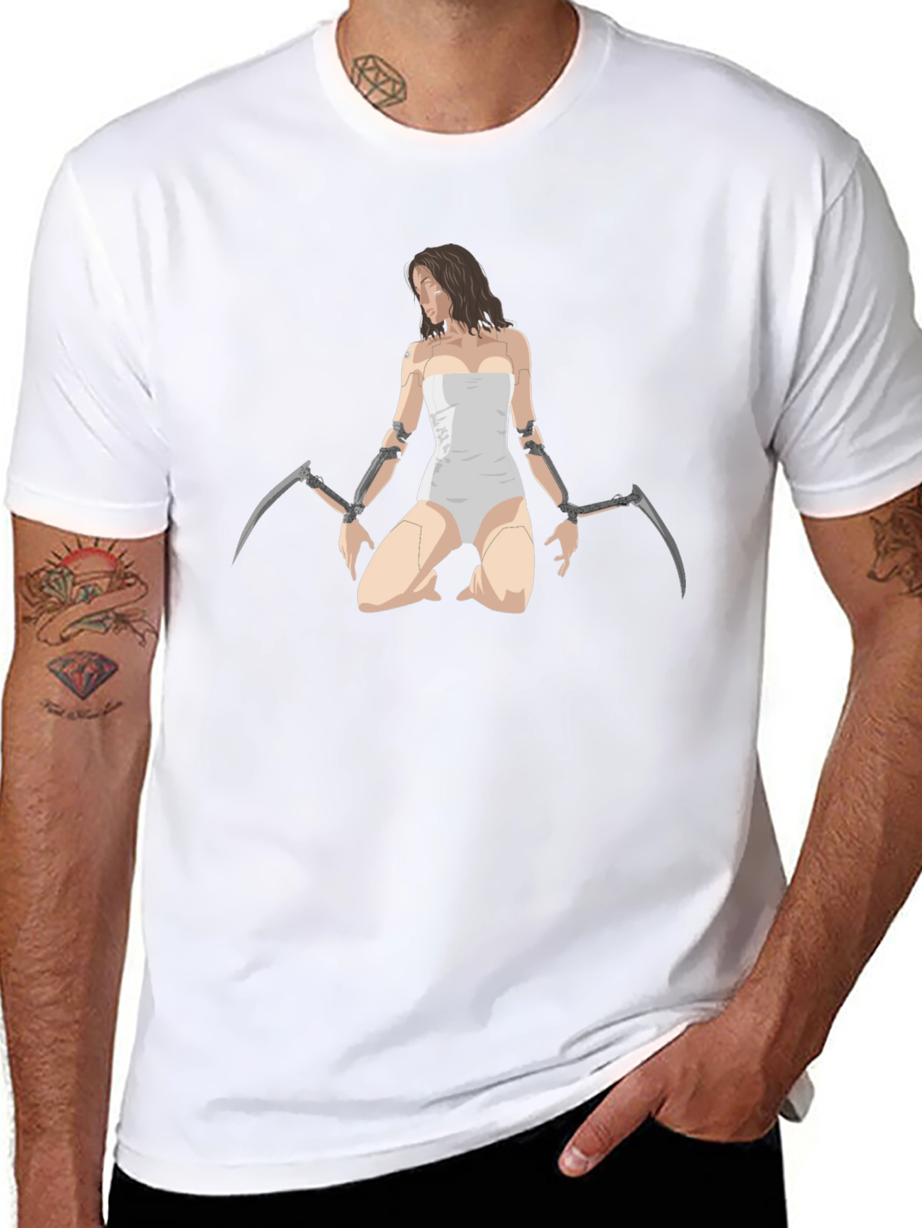 Cyberpunk Girl Graphic Tee - Black