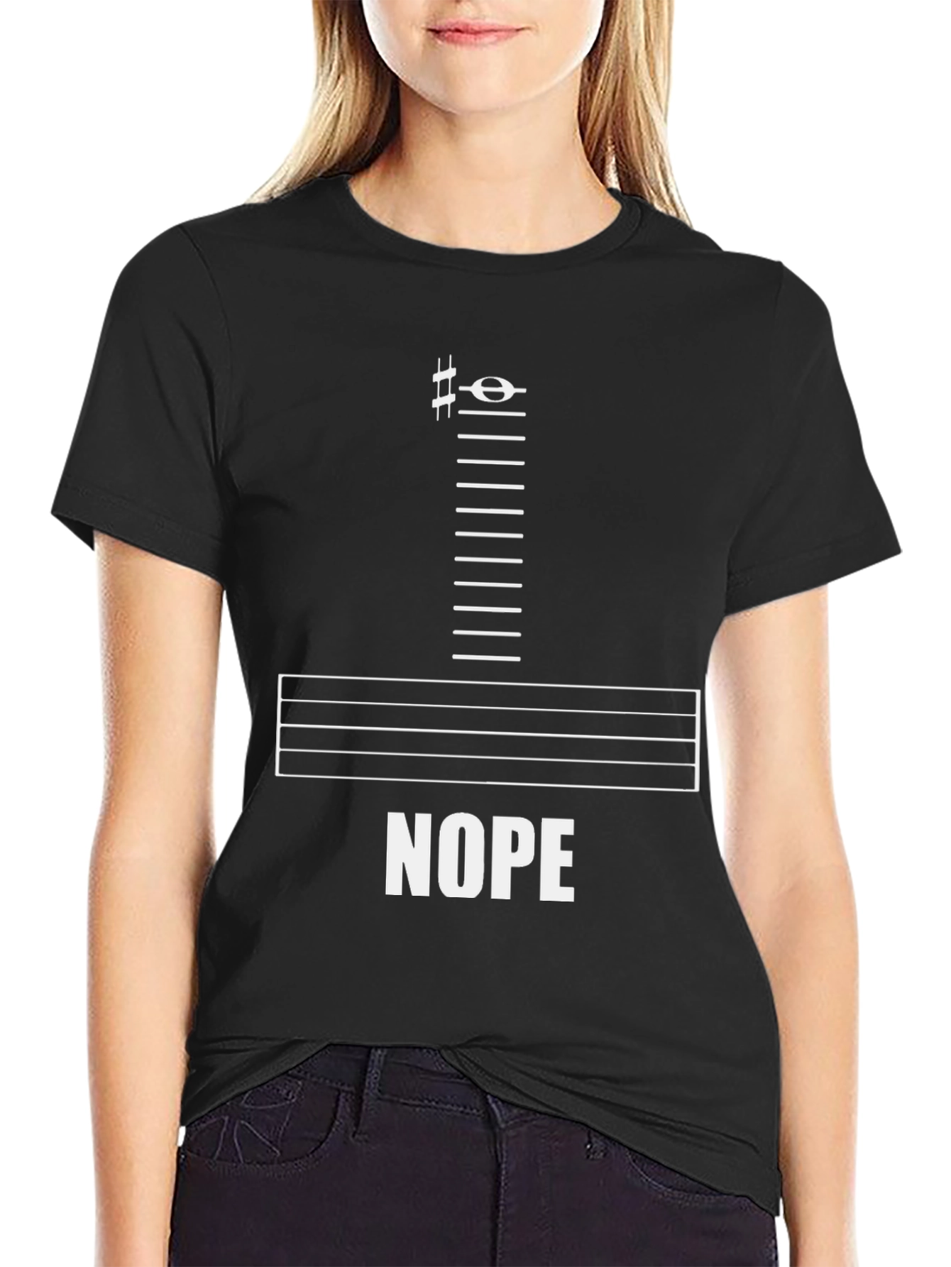 Music Lovers Nope T-Shirt - Bass Clef Funny Tee