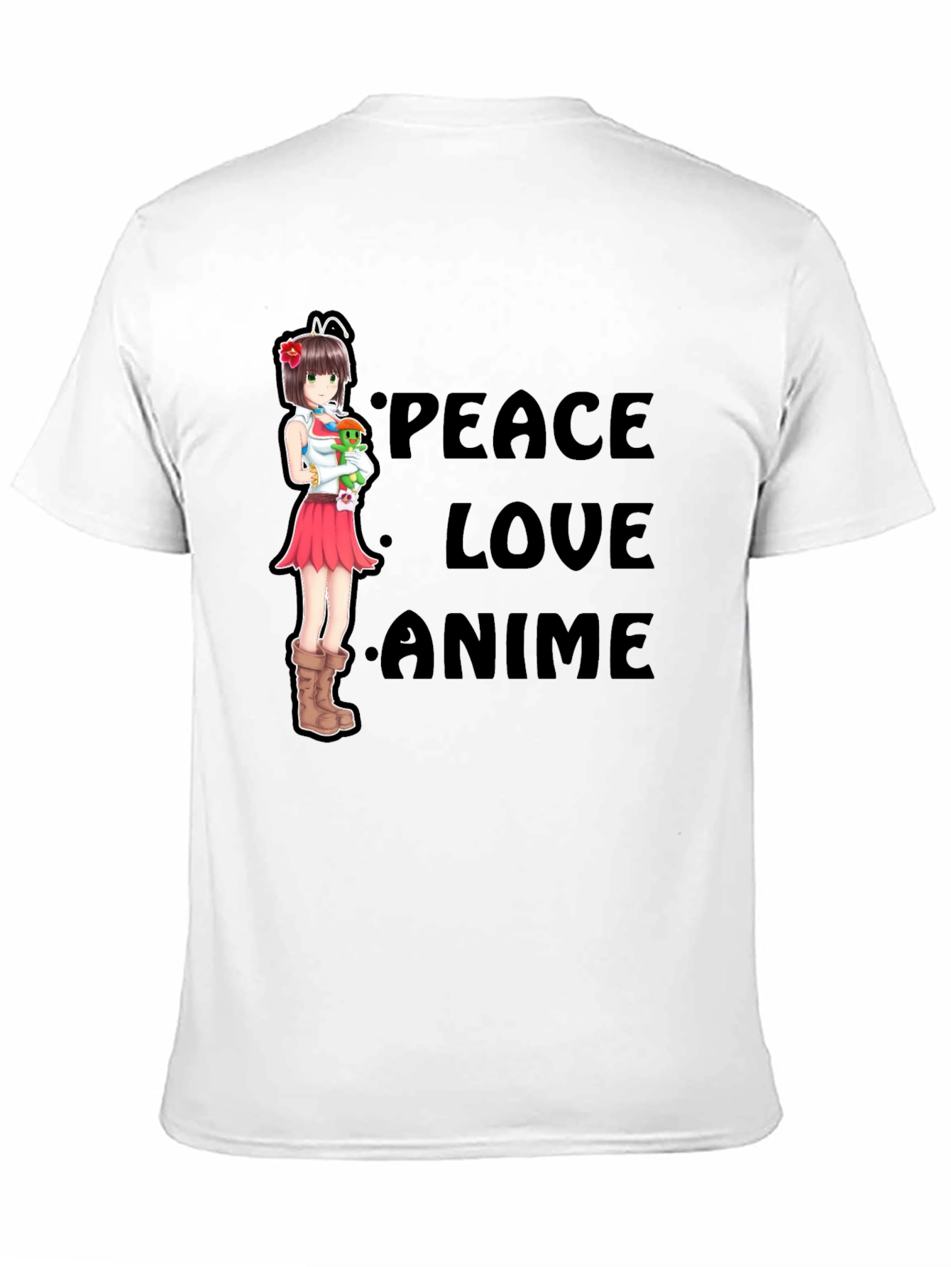 Peace Love Anime Black T-Shirt