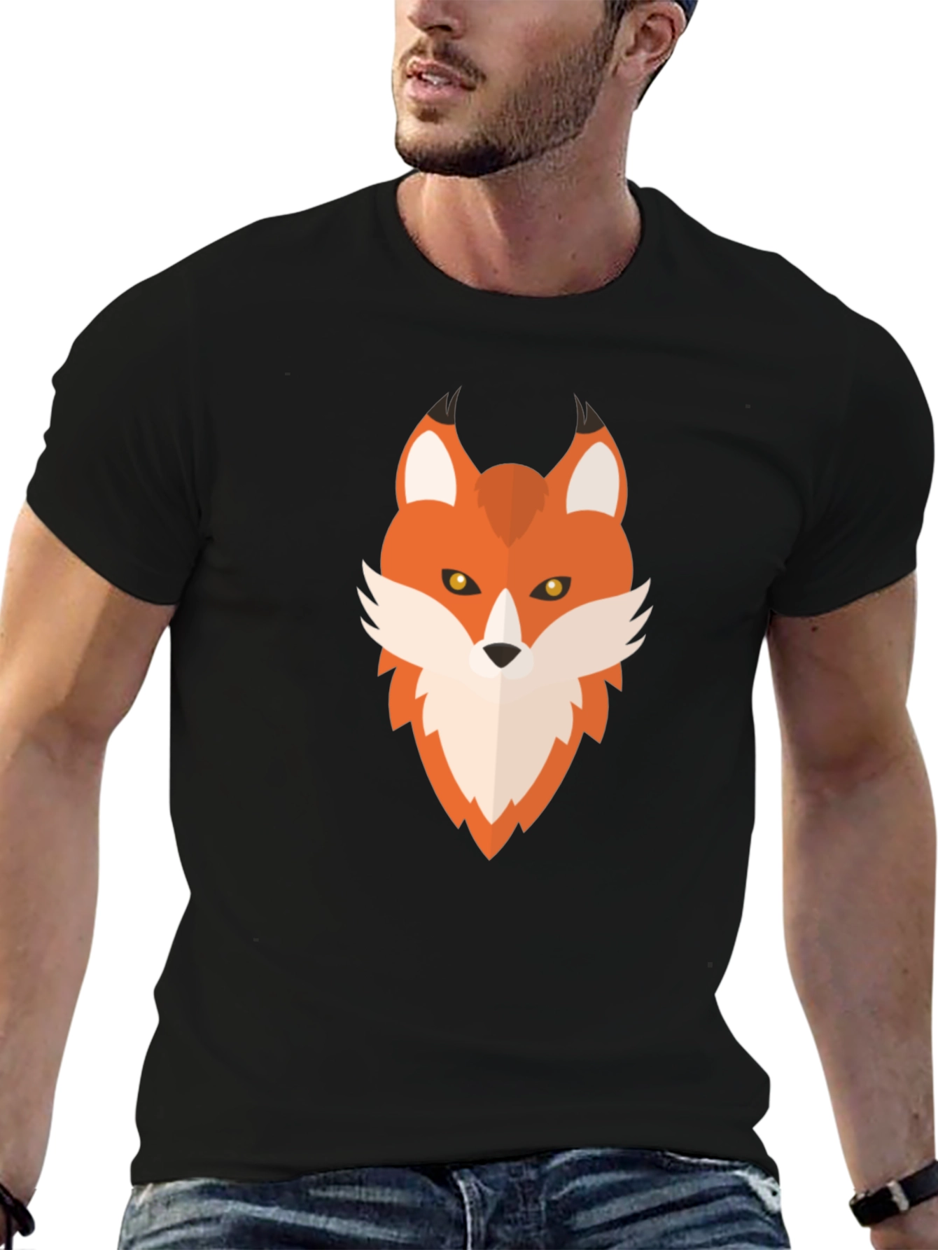 Geometric Fox Graphic Tee - Mens Black T-Shirt