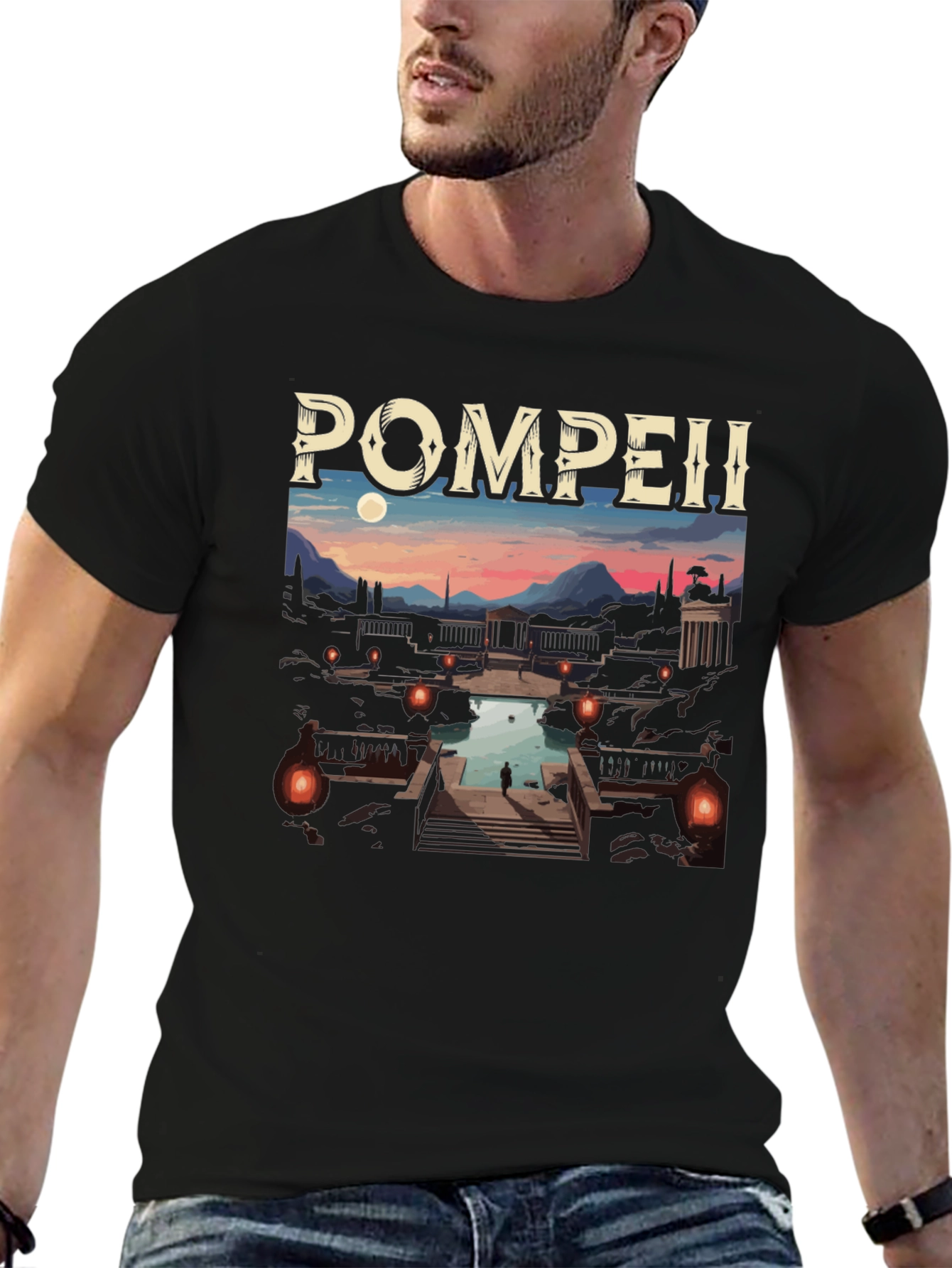 Pompeii Graphic Tee - Cityscape Black T-Shirt