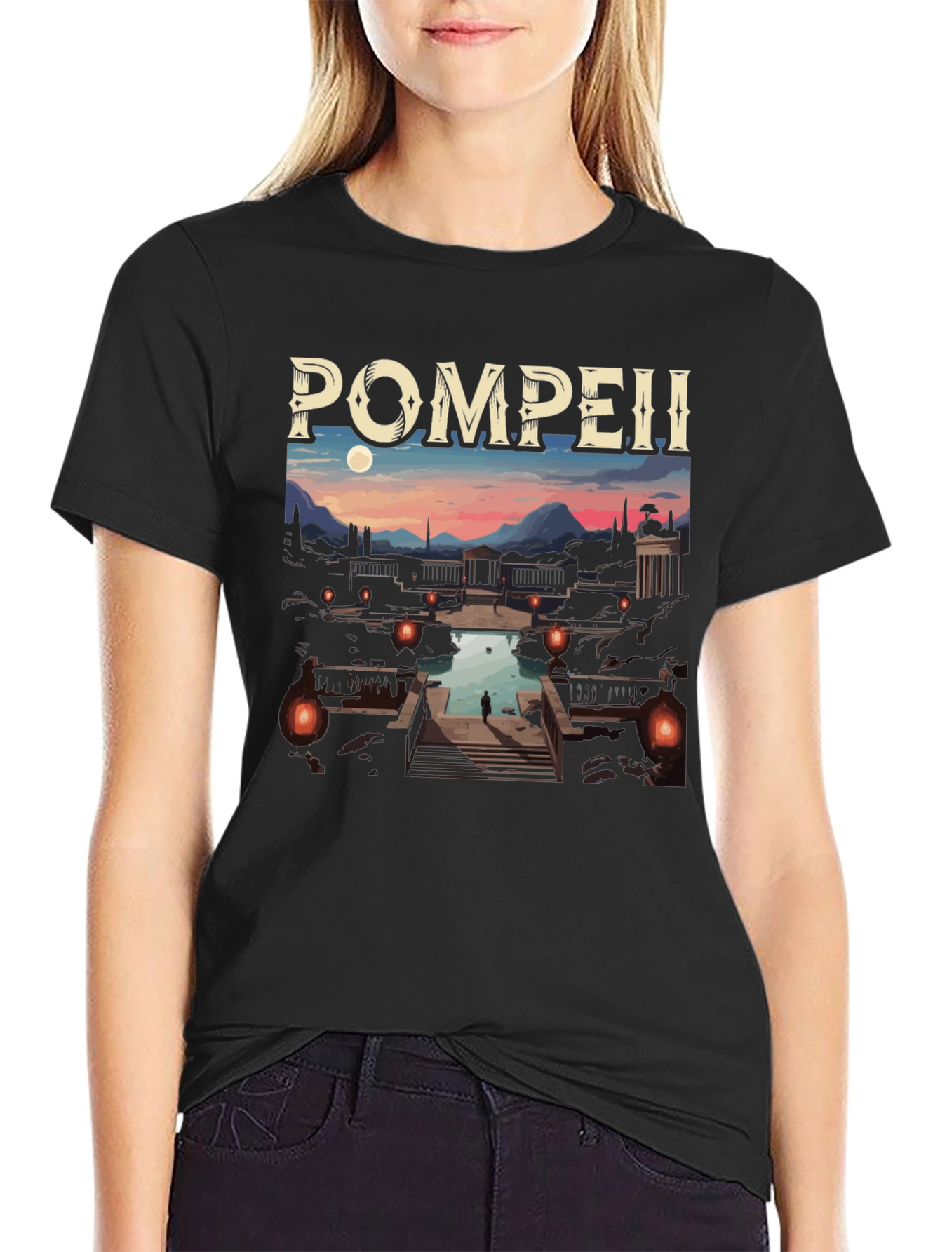 Pompeii Graphic Tee - Cityscape Black T-Shirt