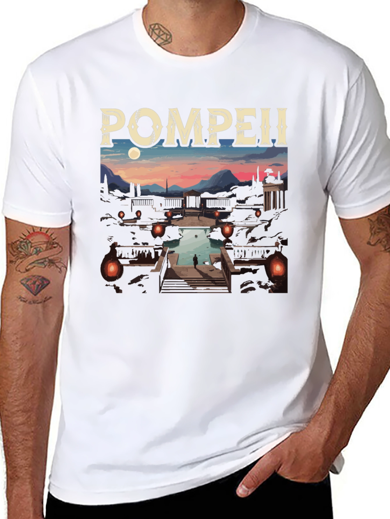 Pompeii Graphic Tee - Cityscape Black T-Shirt