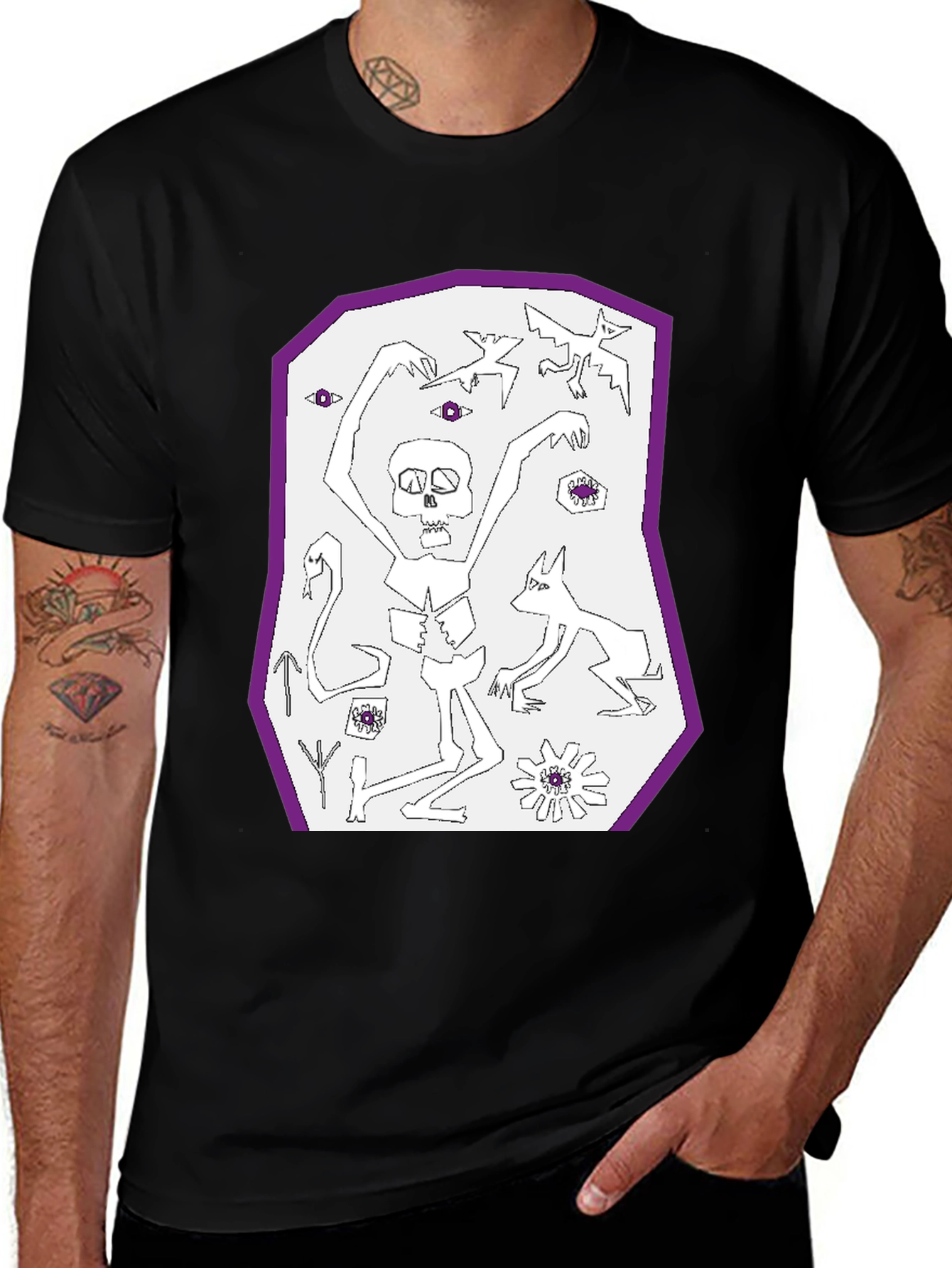 Unique Graphic Print Black T-Shirt
