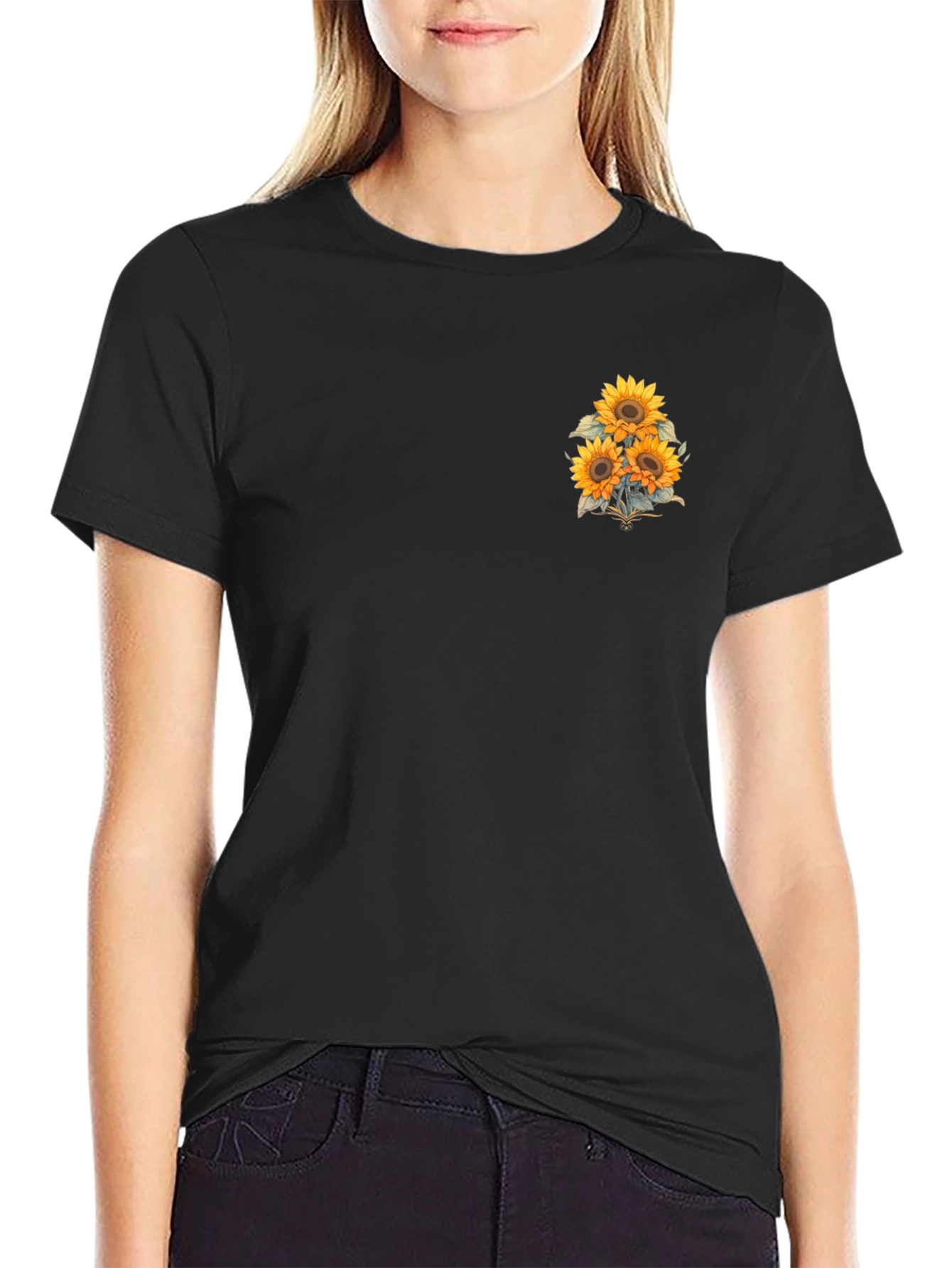 Sunflower Graphic T-Shirt - Casual Black Tee