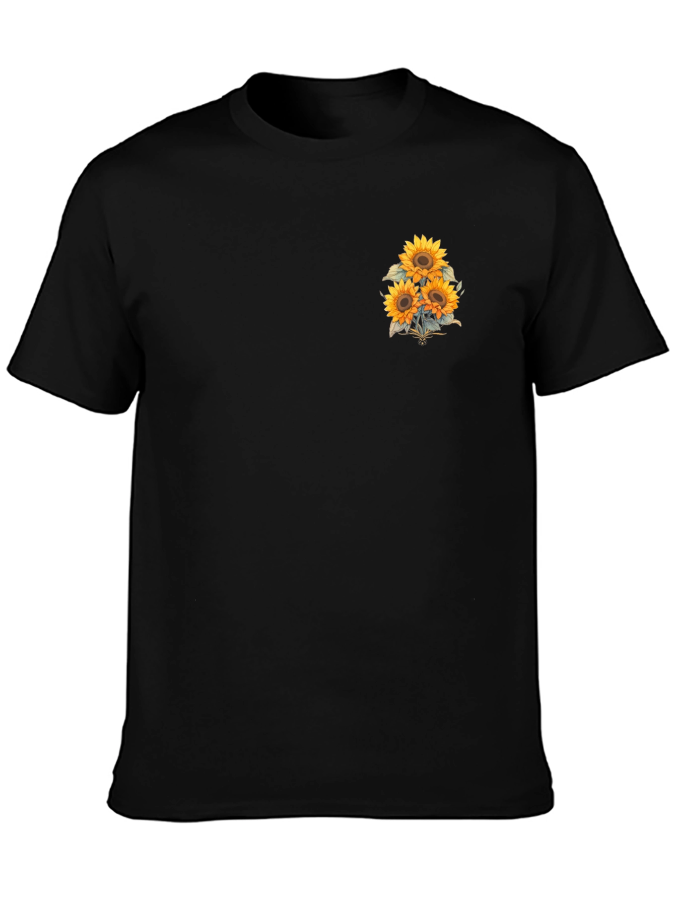 Sunflower Graphic T-Shirt - Casual Black Tee