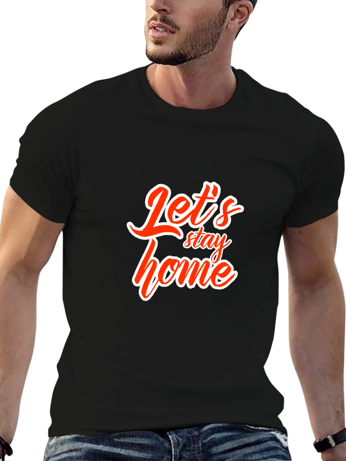Lets Stay Home Black Graphic Tee
