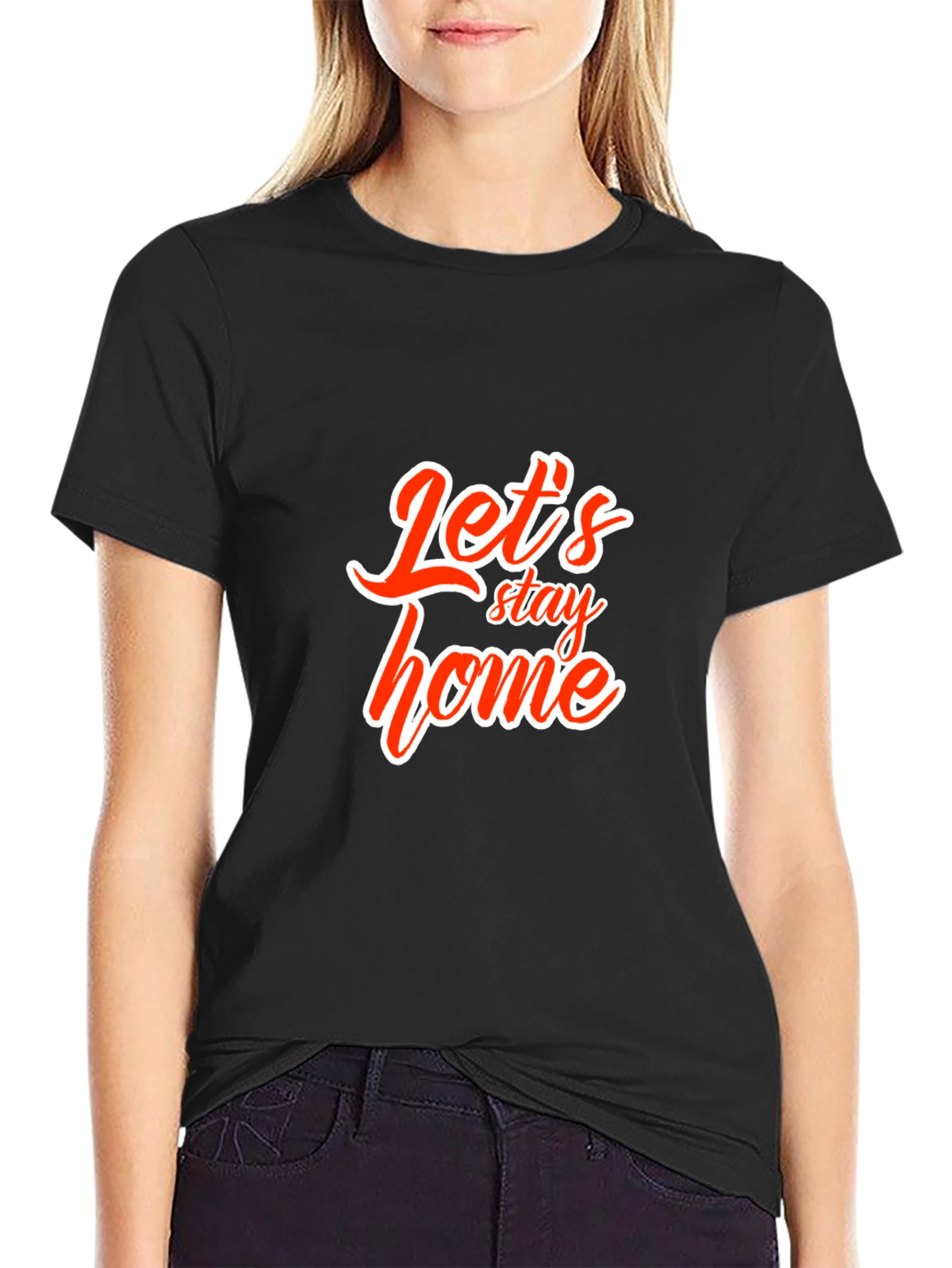 Lets Stay Home Black Graphic Tee