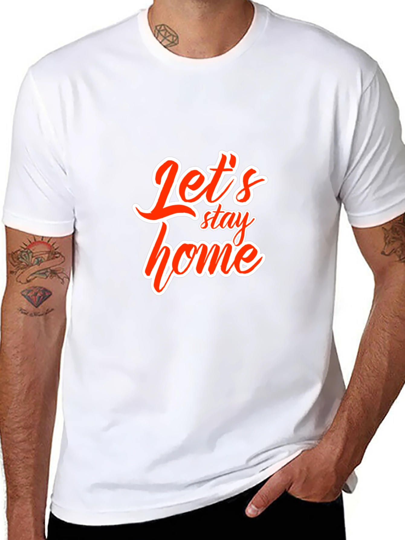 Lets Stay Home Black Graphic Tee