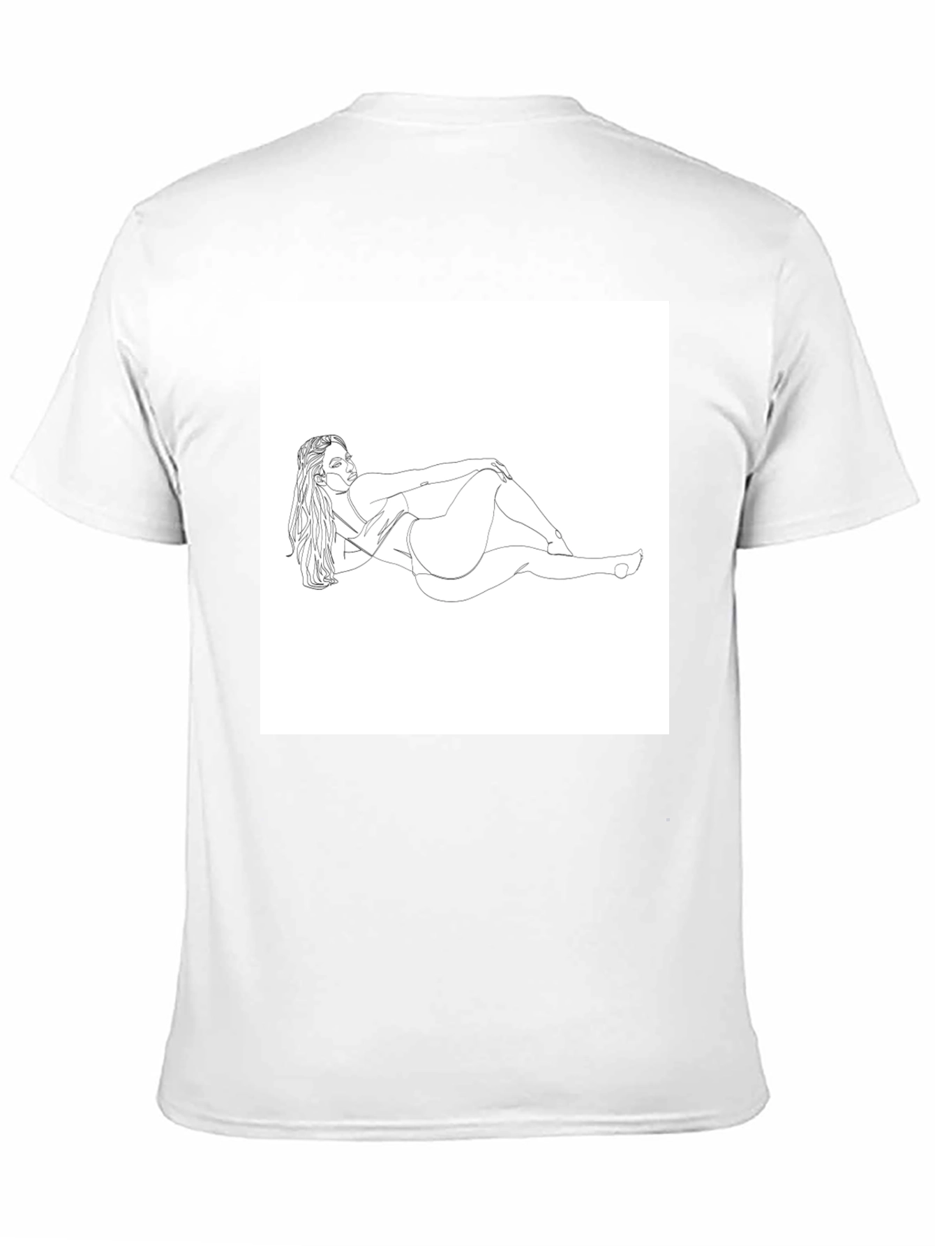 Line Art Woman Graphic Tee - Black Cotton Shirt