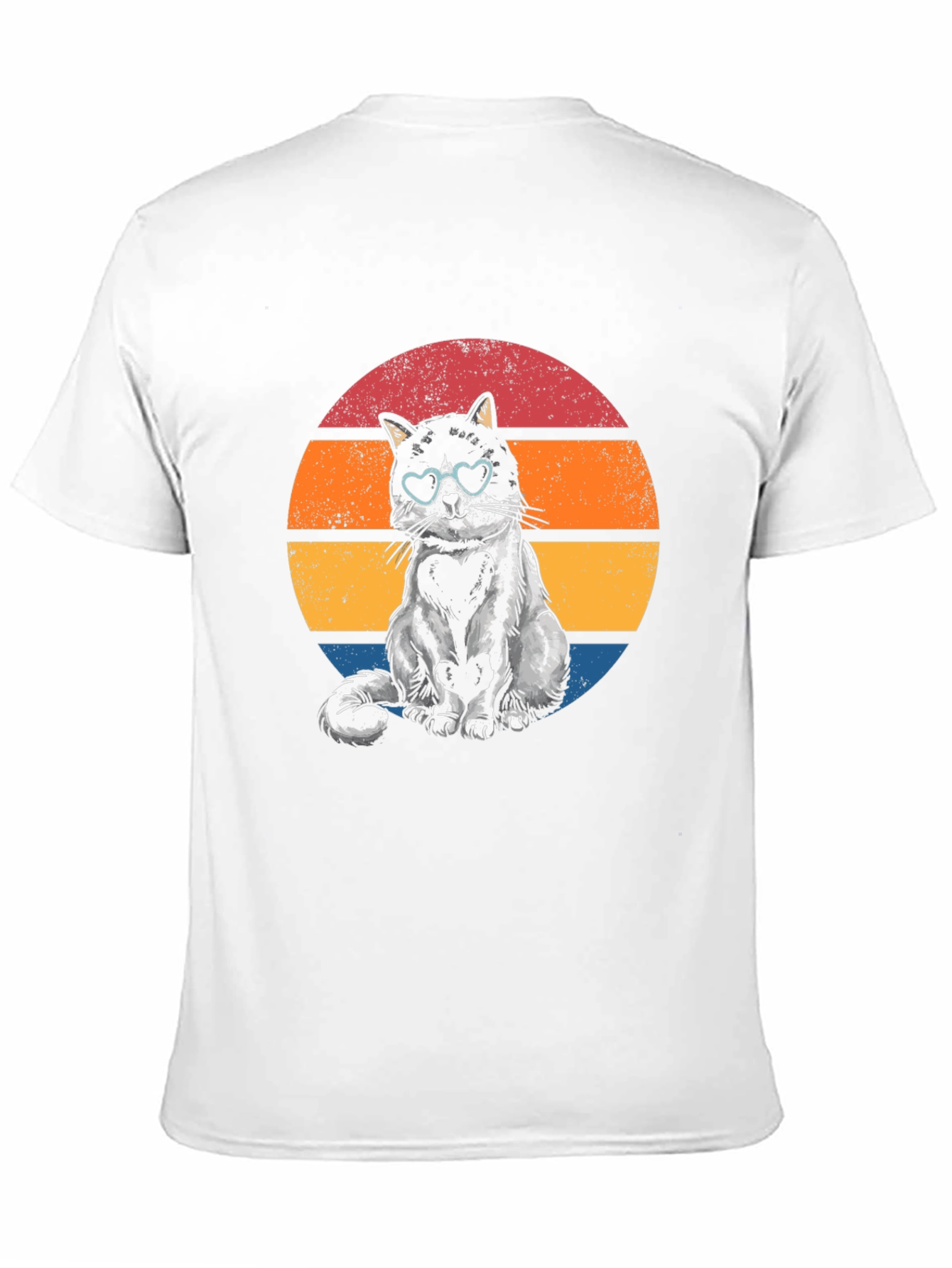 Retro Heart Cat T-Shirt - Cute Pet Lover Tee