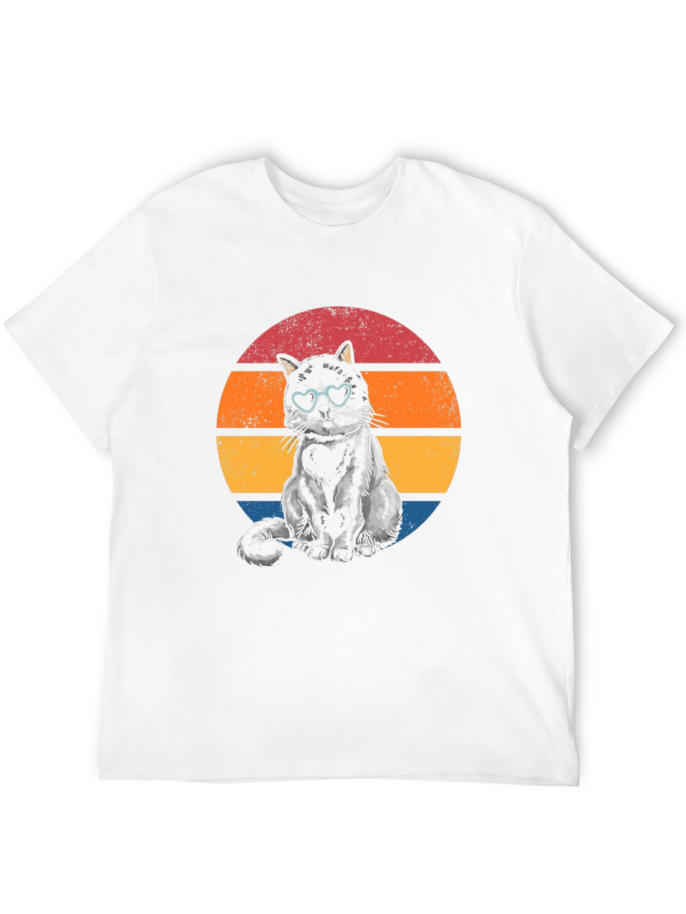 Retro Heart Cat T-Shirt - Cute Pet Lover Tee