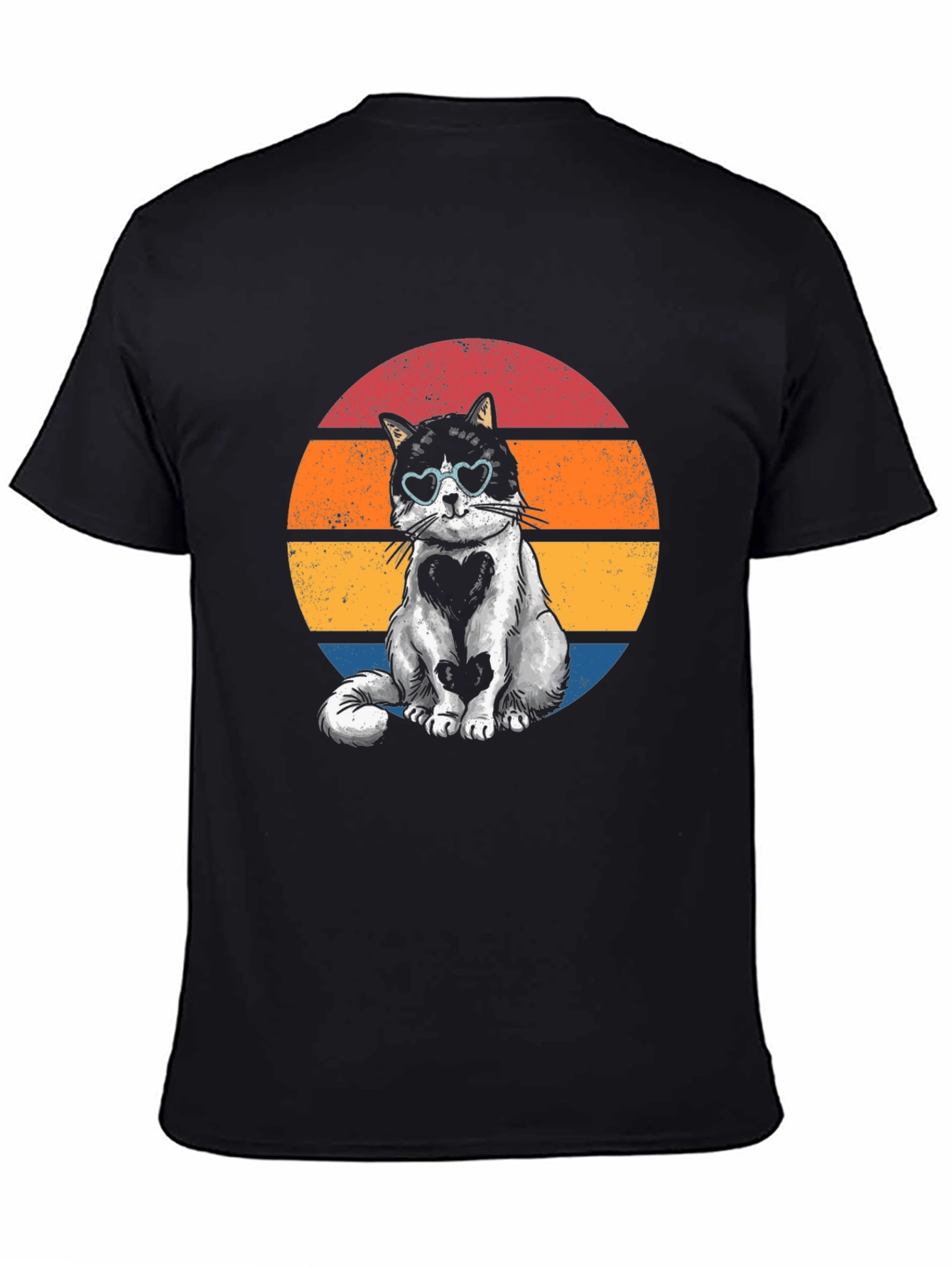 Retro Heart Cat T-Shirt - Cute Pet Lover Tee