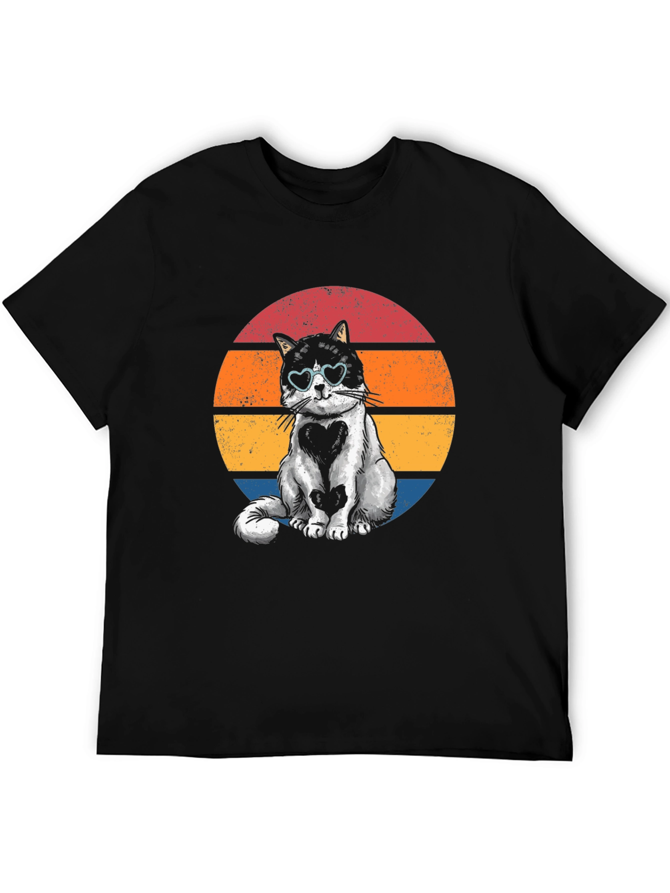 Retro Heart Cat T-Shirt - Cute Pet Lover Tee