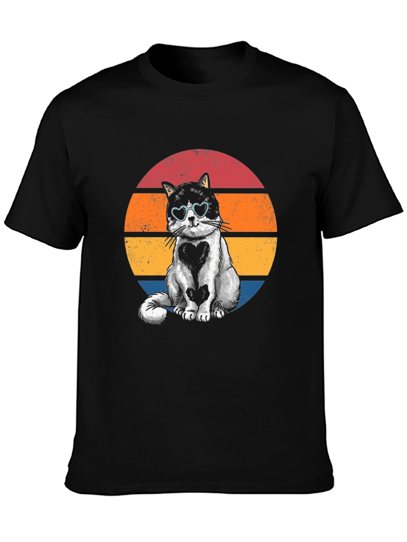 Retro Heart Cat T-Shirt - Cute Pet Lover Tee