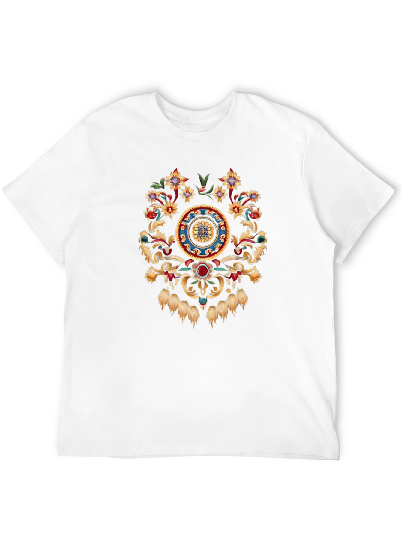 Ornate Floral Medallion Black T-Shirt