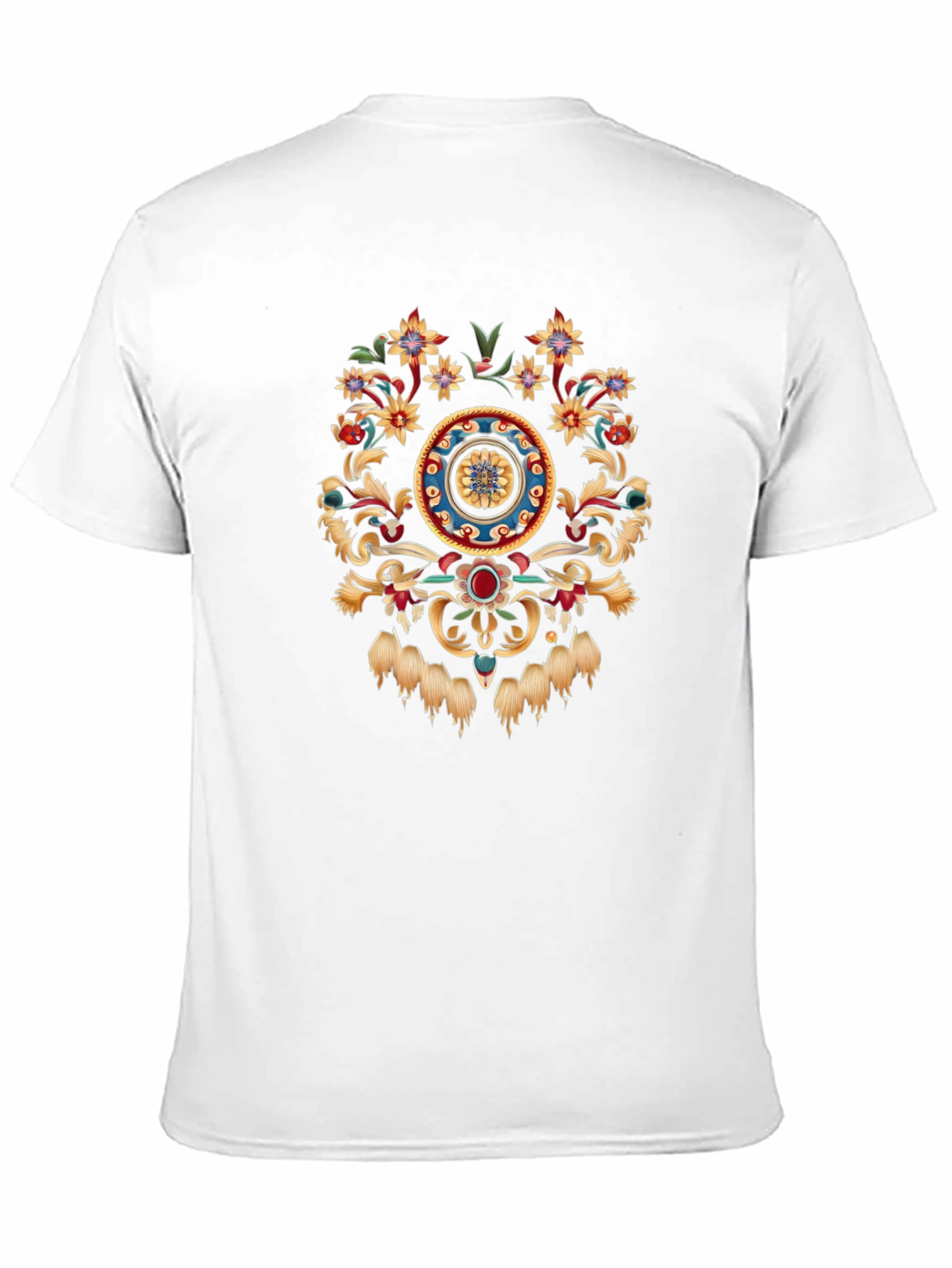 Ornate Floral Medallion Black T-Shirt