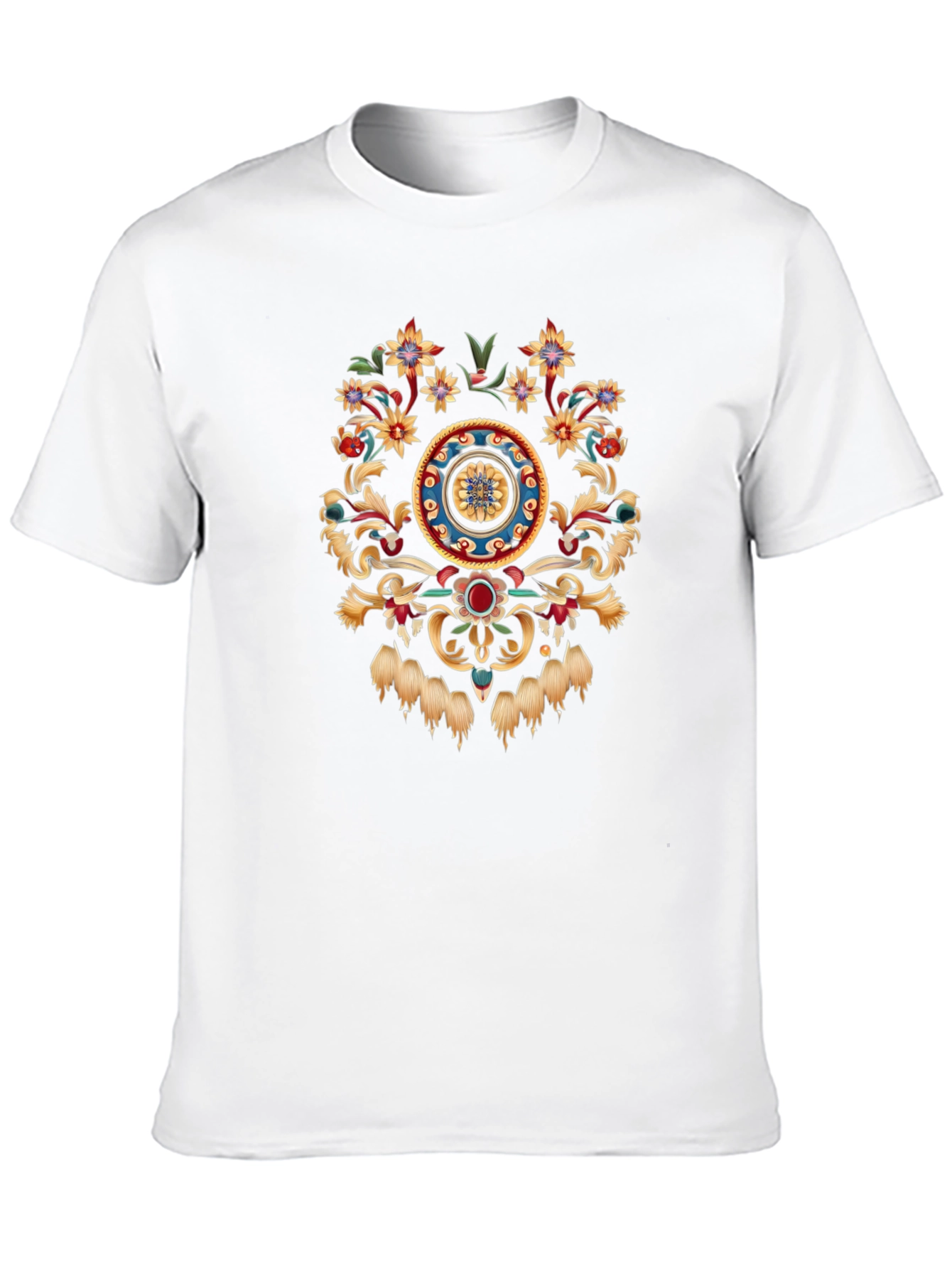 Ornate Floral Medallion Black T-Shirt