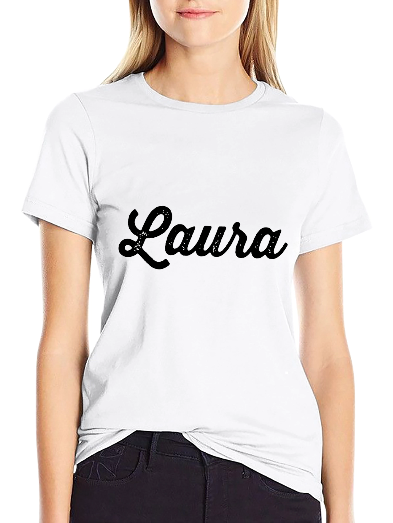 Laura Black Tee - Classic Personalized Style