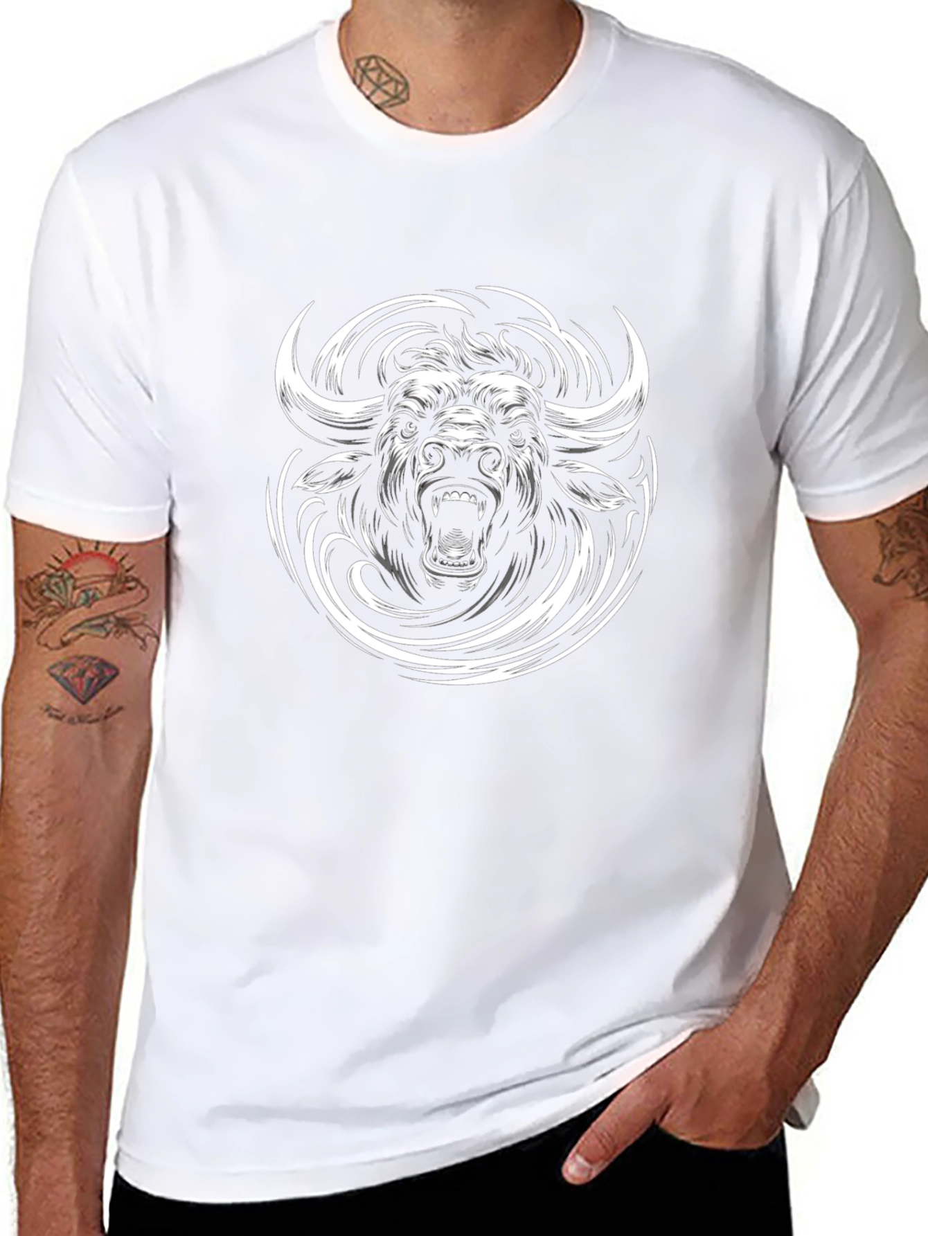 Black Bull Graphic Tee - Bold Animal Print