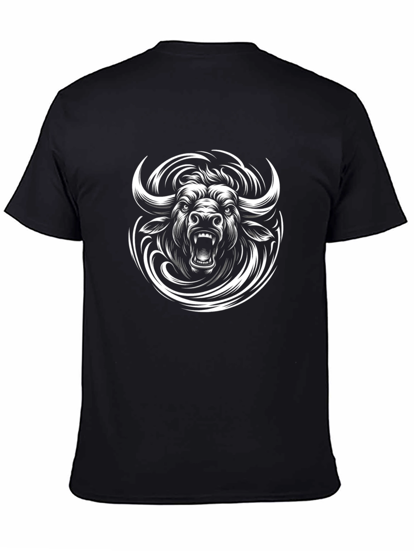 Black Bull Graphic Tee - Bold Animal Print
