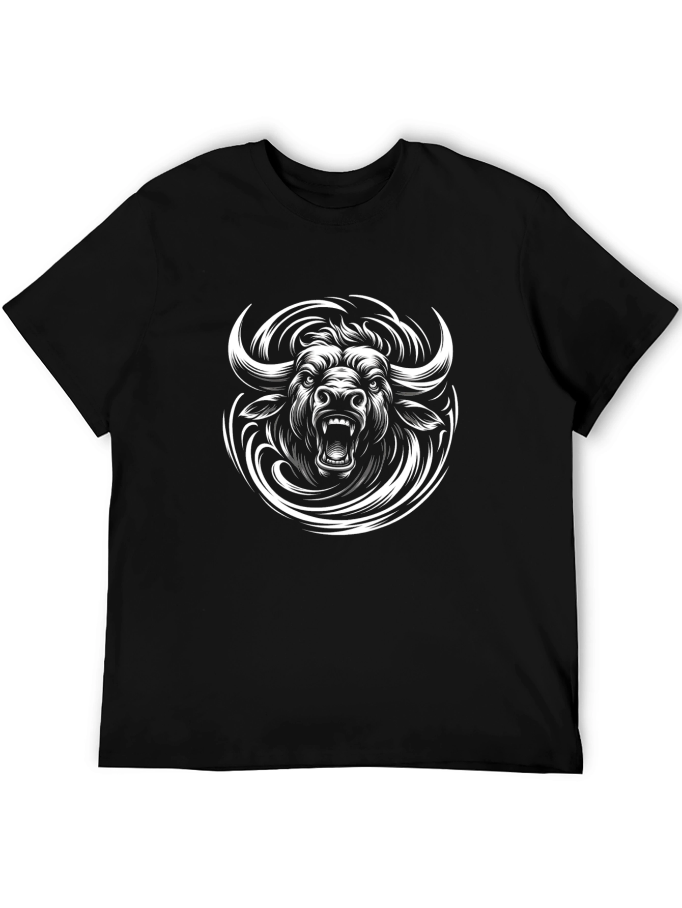 Black Bull Graphic Tee - Bold Animal Print